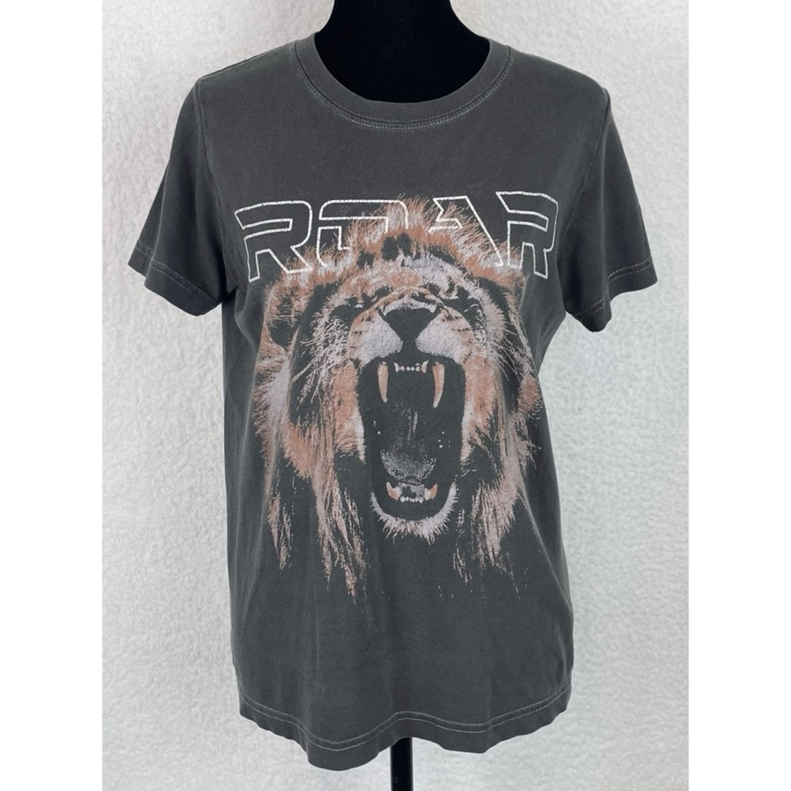 Topshop TOPSHOP • Grey Lion “Roar” Short Sleeve Graphic Tee Size S / US 4 / IT 40 - 2 Thumbnail
