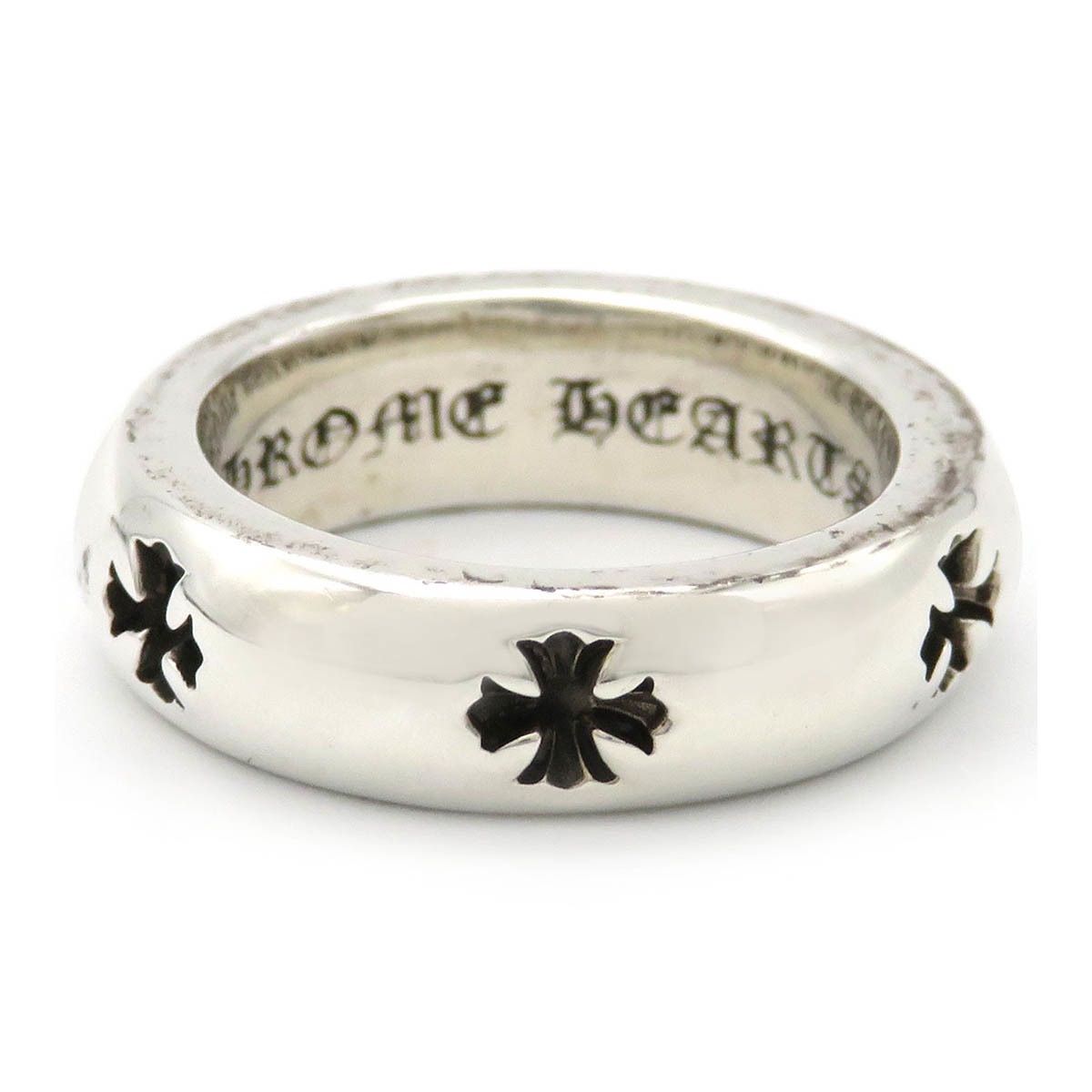 Pre-owned Chrome Hearts Negative Plus Ring In Silver