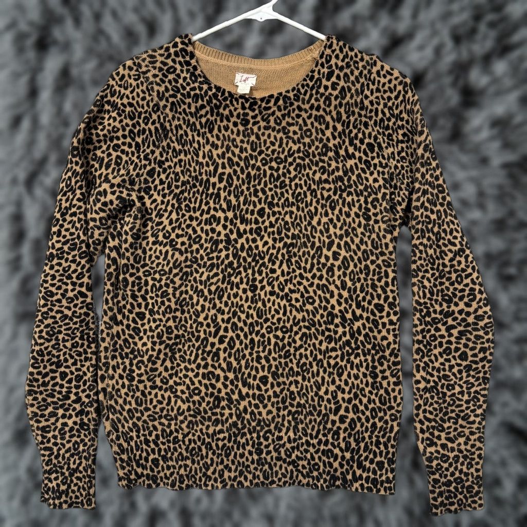 Loft VINTAGE Loft SweatEr Womens M Brown Tan Leopard Print Office Siren Preppy Indie Sleaze Size M / US 6-8 / IT 42-44 - 1 Thumbnail
