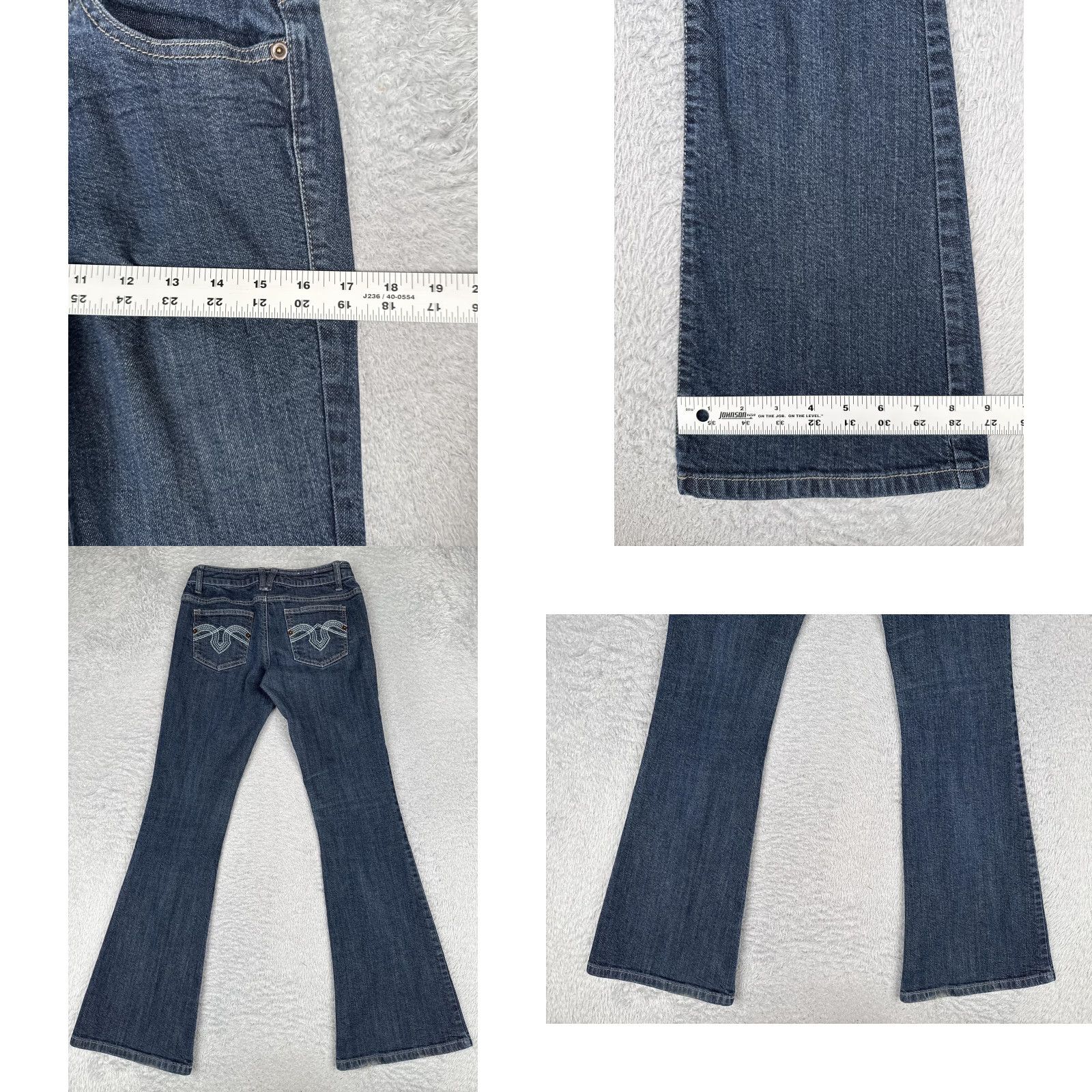 Vintage SO Bootcut Jeans Junior 5 Blue Med Wash Mid Rise Embroidered 26x31 Jeans Womens 90s Vintage: No Size 27" / US 4 / IT 40 - 9 Thumbnail