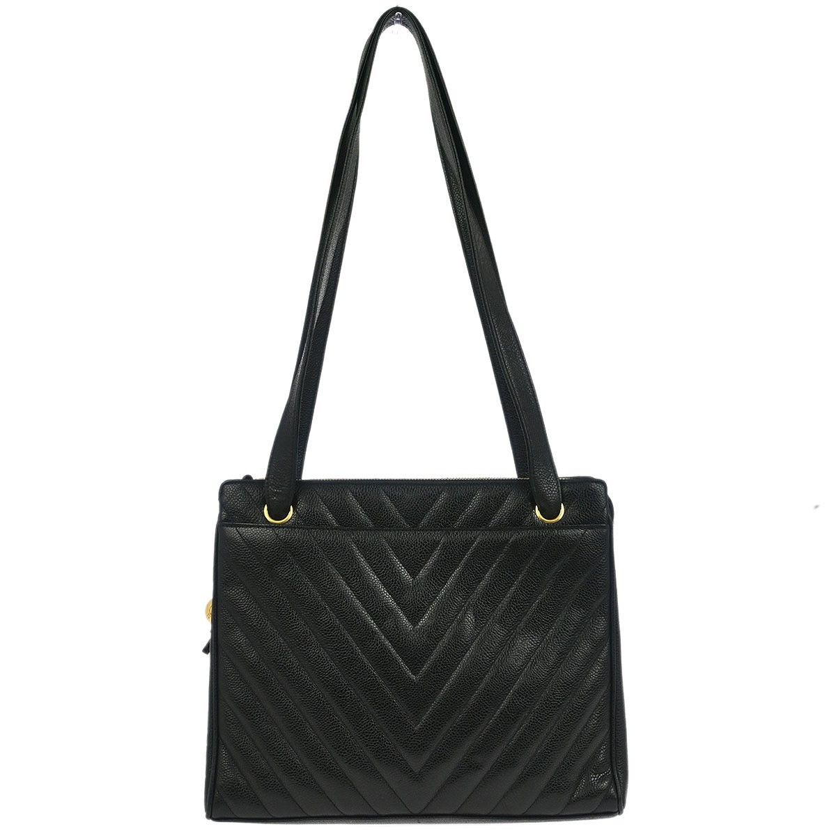 Chanel Chanel Vintage Zip Shoulder Bag Chevron Caviar Size ONE SIZE - 1 Thumbnail