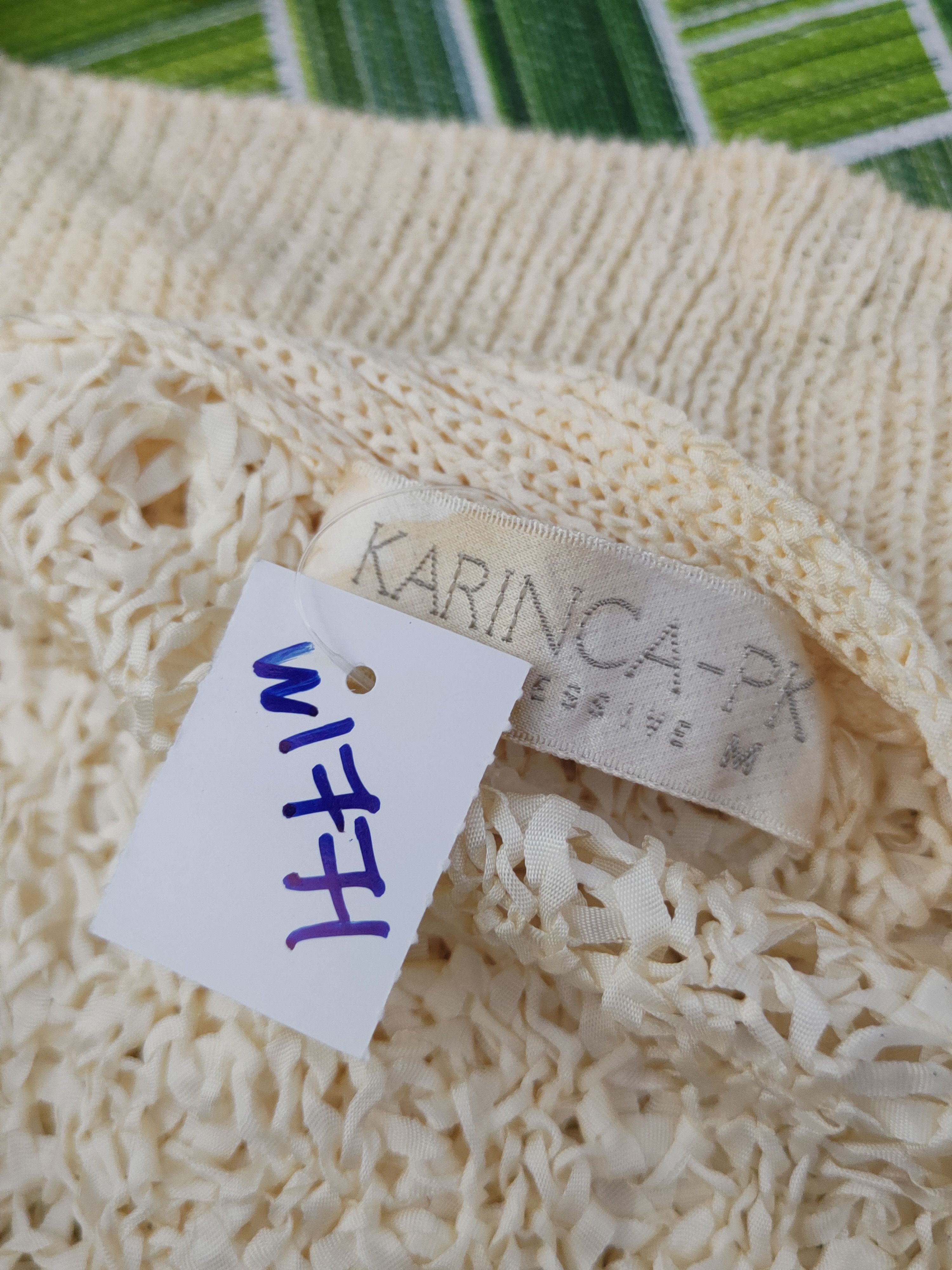 Homespun Knitwear Karinca-PK Yellow Crochet MeshNet Knitwear Cardigan #W1771 Size US M / EU 48-50 / 2 - 11 Thumbnail