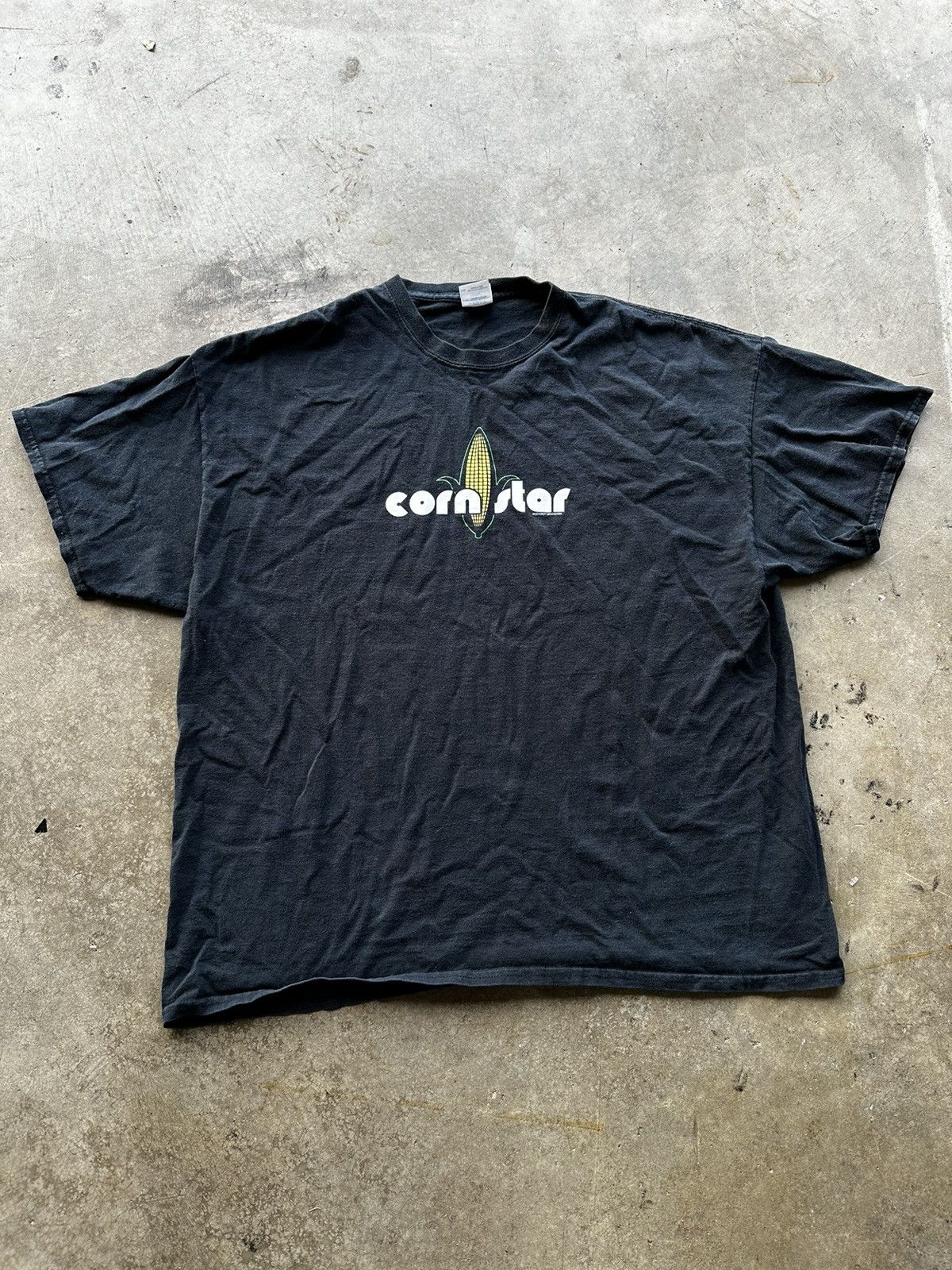 image of Skategang x Vintage 90’S Corn Star Skating T-Shirt in Black, Men's (Size 2XL)