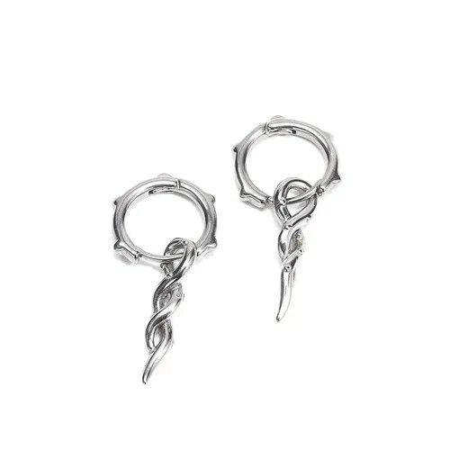 Jewelry Vintage Earrings One Pairs Chrome Jewelry Size ONE SIZE - 3 Thumbnail