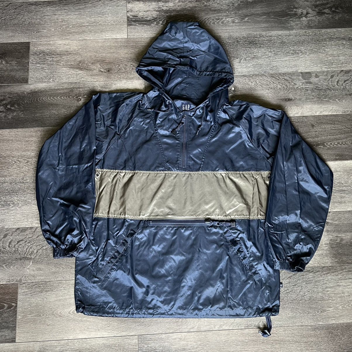 Gap × Vintage Vintage 90s GAP Spellout Arch Logo Anorak Windbreaker Jacket Size US M / EU 48-50 / 2 - 2 Thumbnail