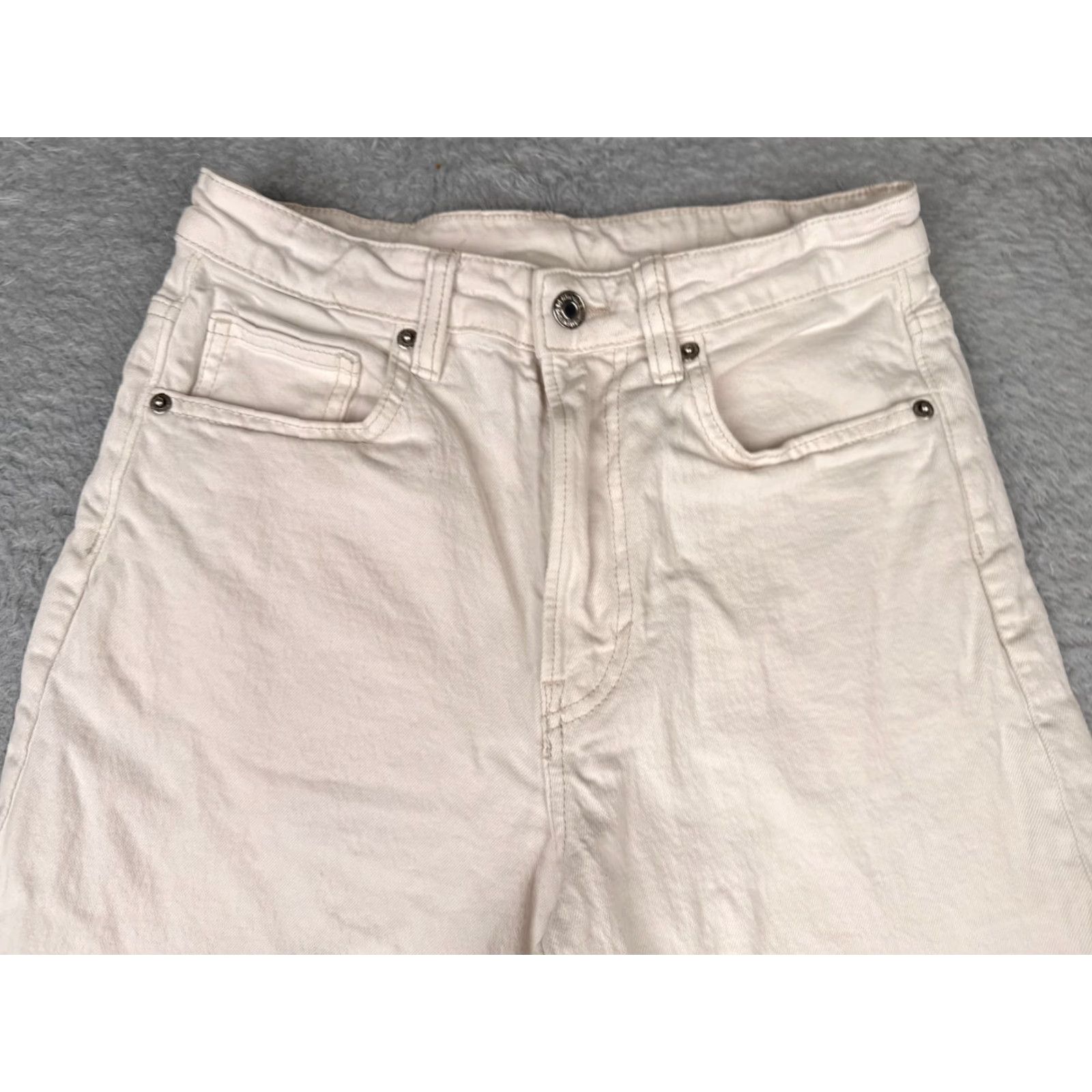 Denime &Denim Jeans White 4 Womens Cotton Denim Cropped High Rise Regular Fit 26x25 Jeans? Size 27" / US 4 / IT 40 - 4 Thumbnail