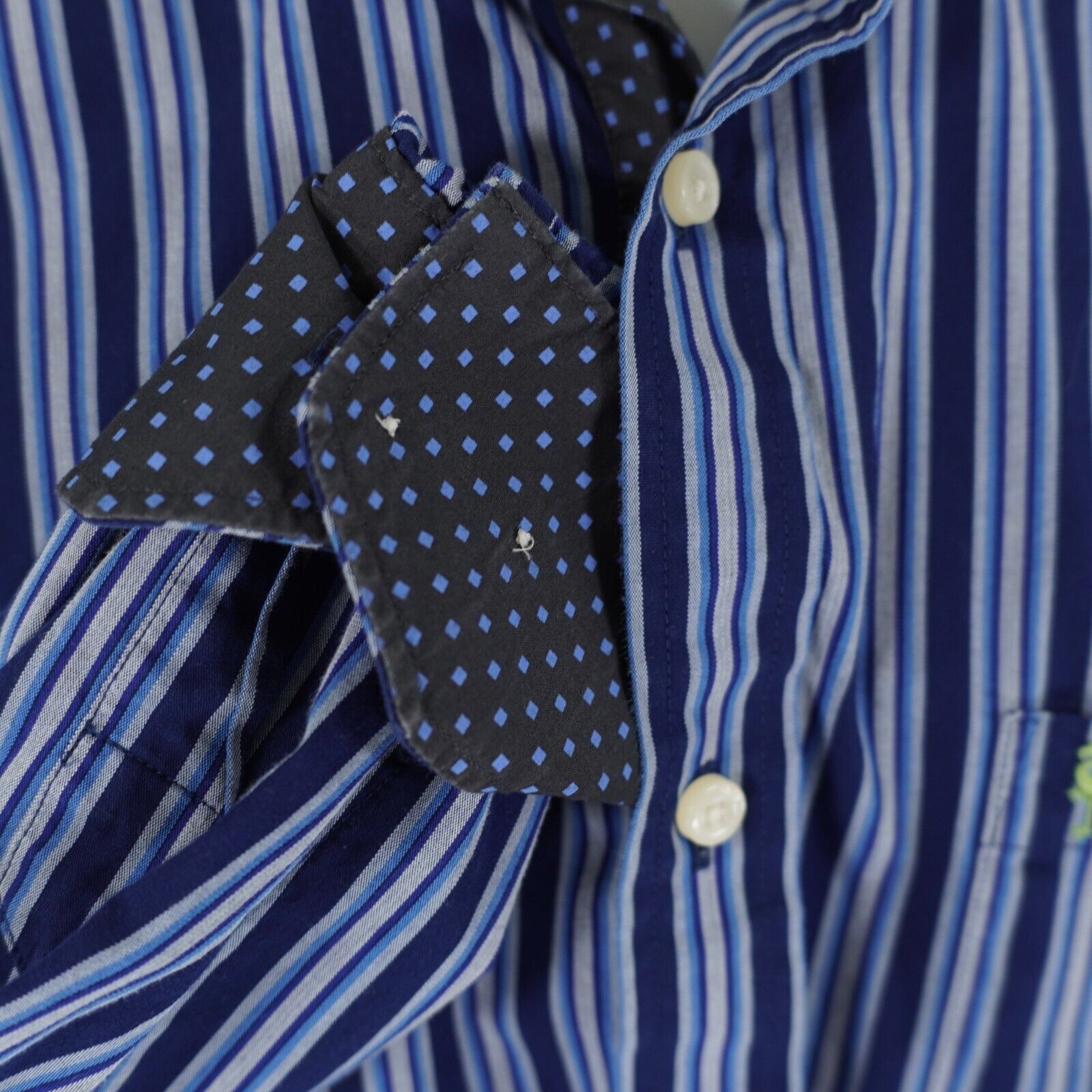 Tailorbyrd Tailorbyrd Blue Striped Flip Cuff Pocket Front Button Down S Size US S / EU 44-46 / 1 - 4 Thumbnail