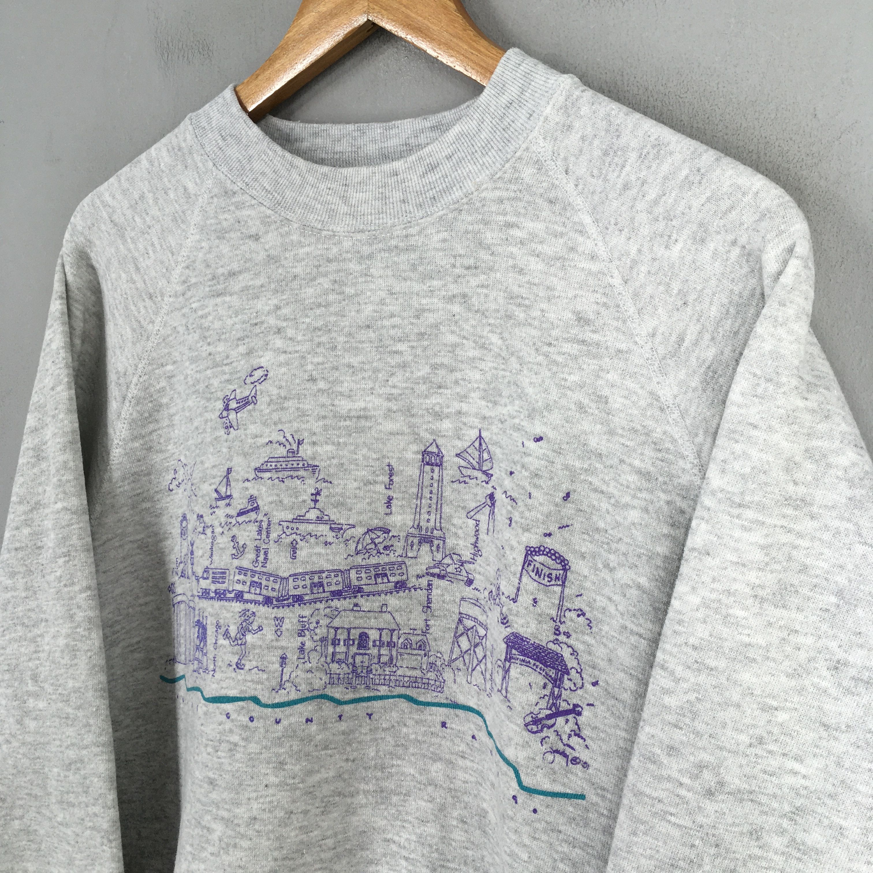 Tultex Vintage America Lake County Fort Gray Sweatshirt XLarge Size US XL / EU 56 / 4 - 3 Thumbnail