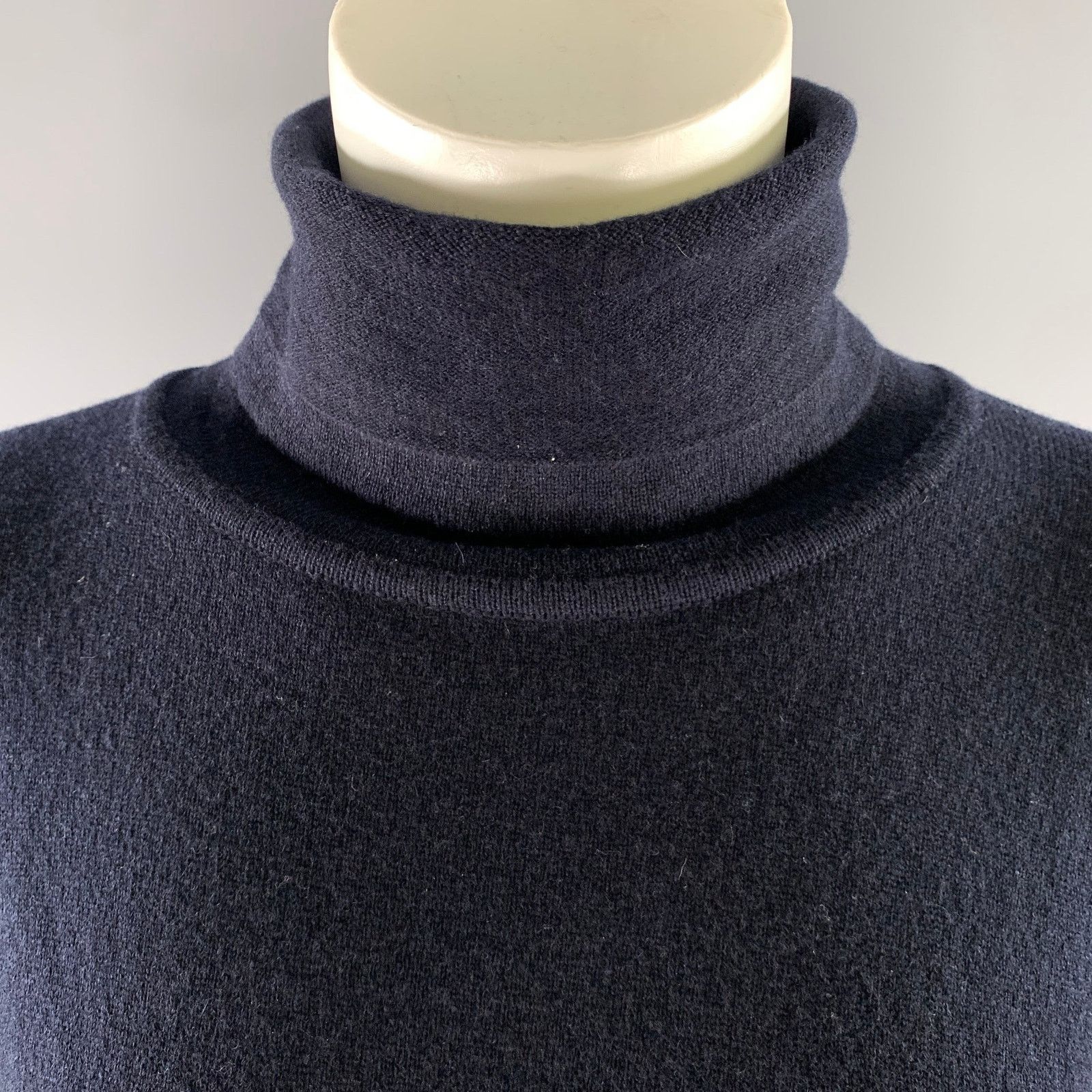 eskandar ESKANDAR Size M Navy Cashmere Turtleneck Sweater Size ONE SIZE - 2 Thumbnail