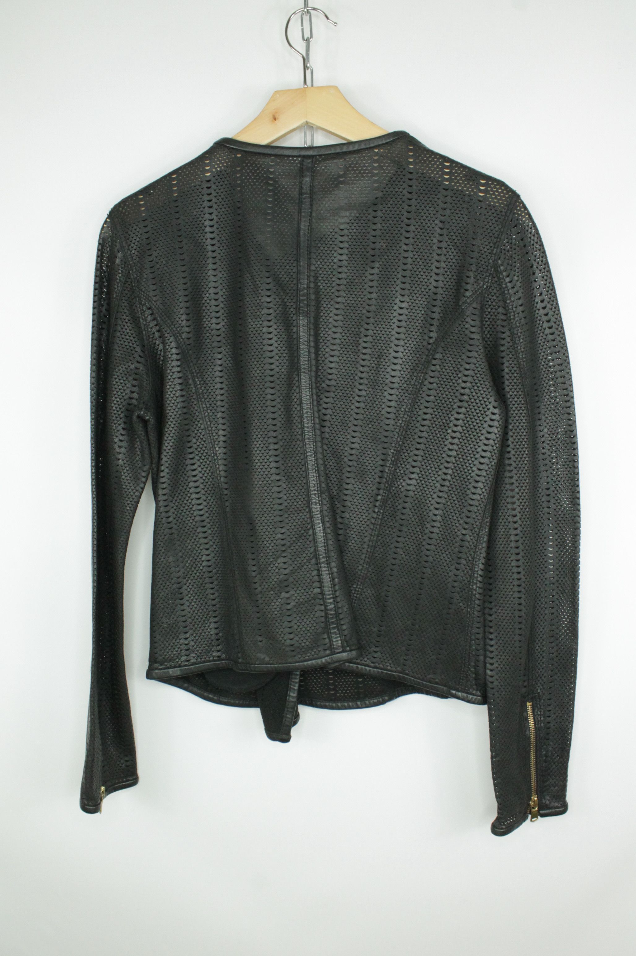 Other Day Birger et Mikkelsen Black Perforated Leather Jacket Size M / US 6-8 / IT 42-44 - 5 Thumbnail