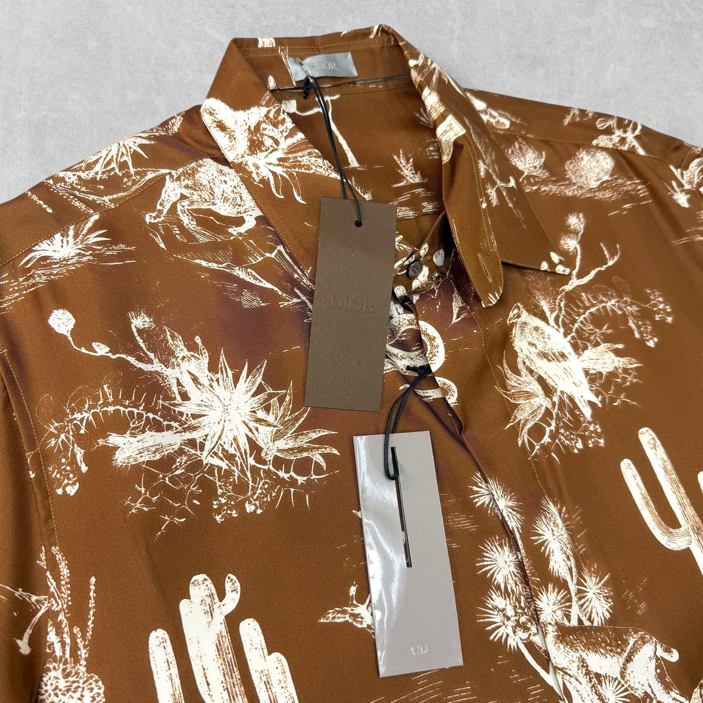 Dior Dior x Cactus Jack Silk Twill Button Down Brown 42 (XL) Size US XL / EU 56 / 4 - 2 Thumbnail