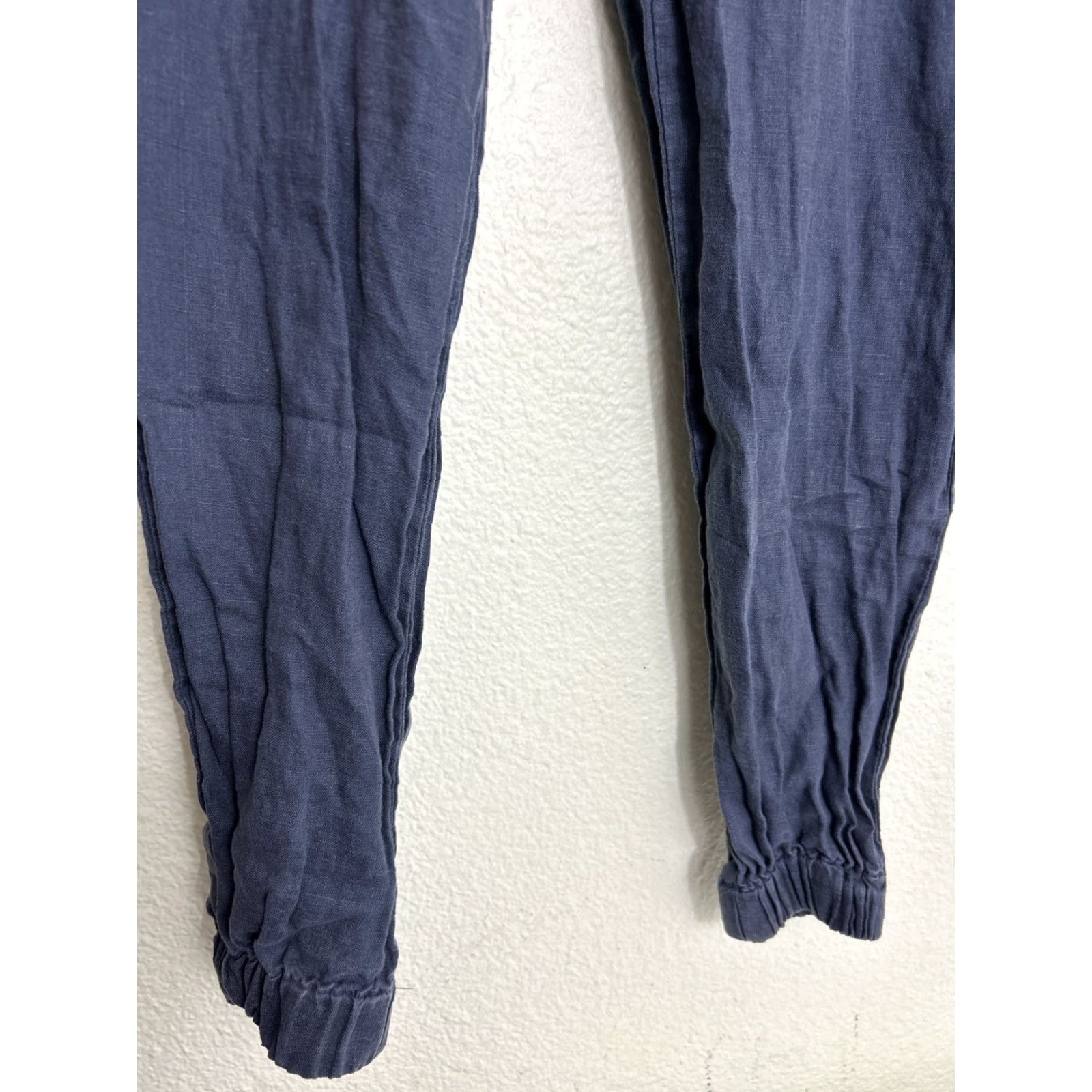 Saks Fifth Avenue VINTAGE Saks Fifth Avenue Womens Medium Blue Linen Joggers Drawstring 30x30 Size 32" / US 10 / IT 46 - 2 Thumbnail
