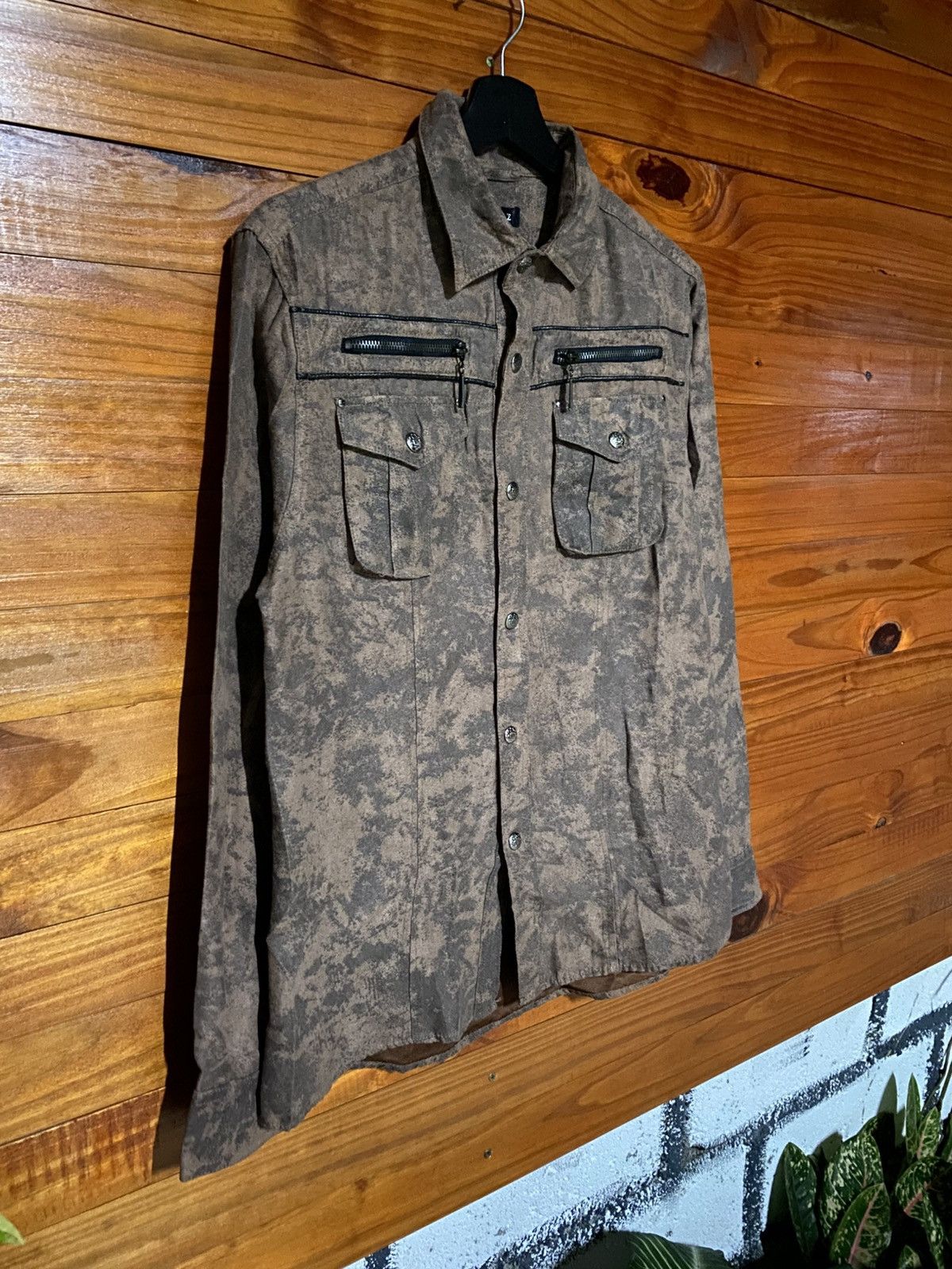 Japanese Brand Vintage MKOX Textured Utility Shirt Jacket Brown Long Sleeve Size US M / EU 48-50 / 2 - 5 Thumbnail