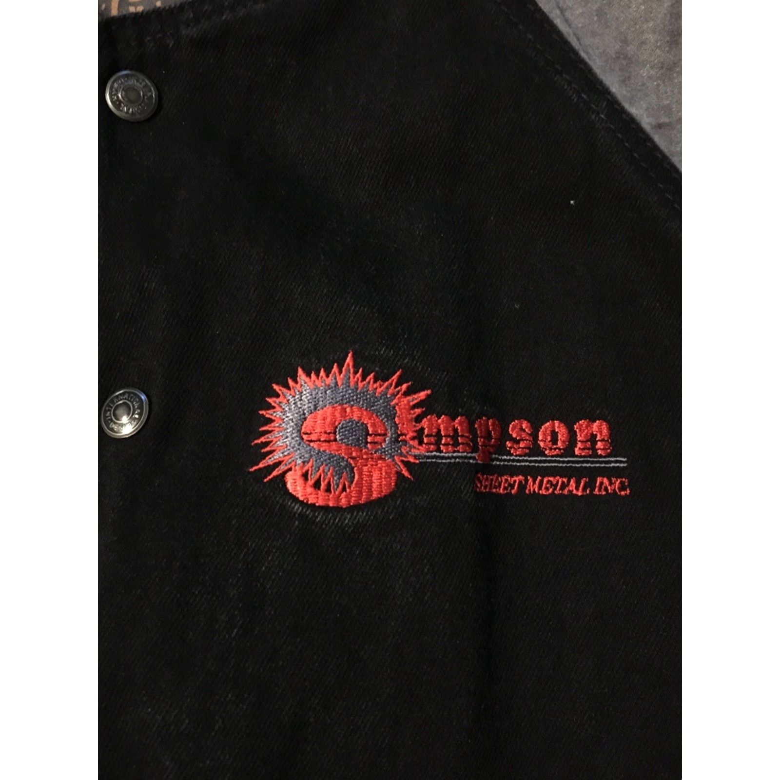 Denime VINTAGE Construction Denim Bomber Jacket XL Black 90s Grunge Biker Trucker Punk Motorcycle Men Jacket Size US XL / EU 56 / 4 - 4 Thumbnail