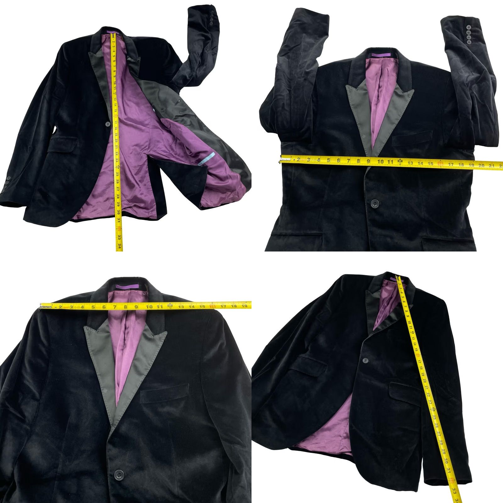 Ben Sherman Ben Sherman Men’s Velvet/Velour Tuxedo Jacket Black • Medium Jacket Blazer Notch Lapel Satin Lapel 1-Button Adult Mens Formal Vintage No Size 40R - 8 Thumbnail
