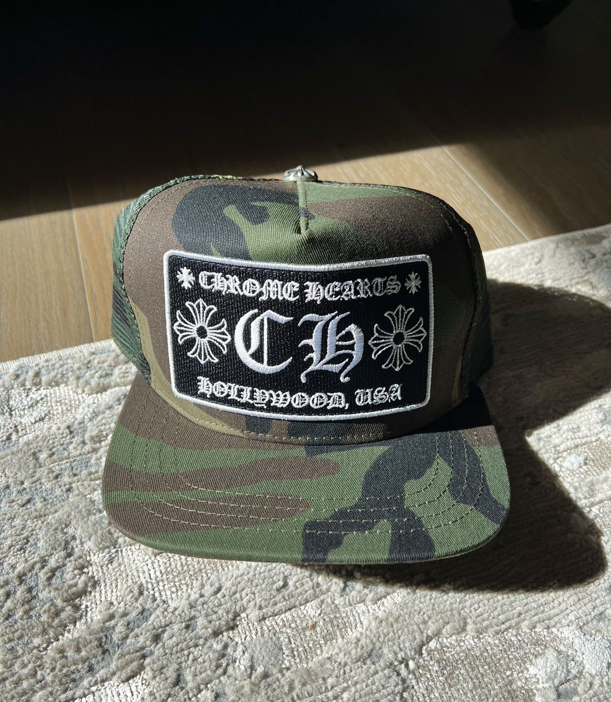 image of Chrome Hearts Ch Camo Trucker Hat, Men's