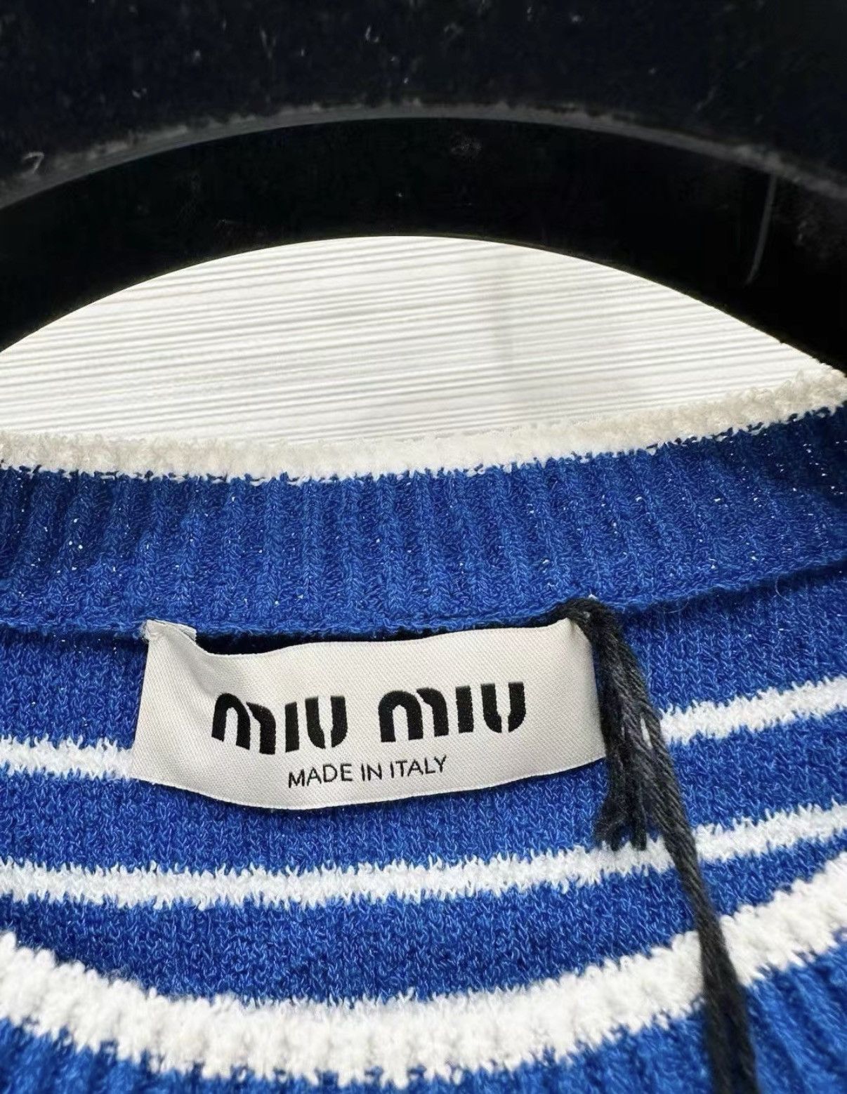 Miu Miu Miu Miu Striped Scalloped Edge Short Sleeve Knit Top J33 Size XS / US 0-2 / IT 36-38 - 2 Thumbnail