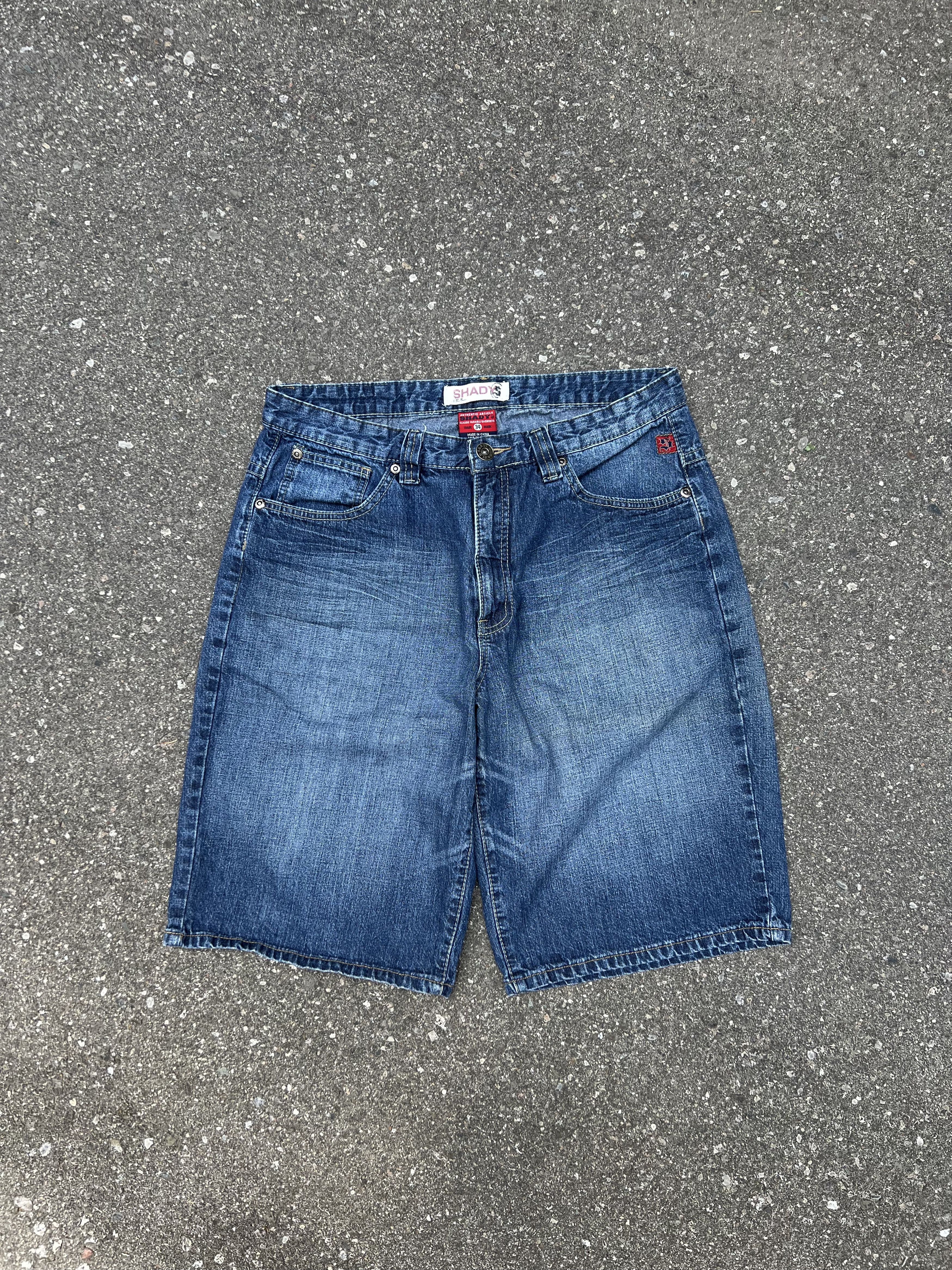 Shady Ltd VTG 2000's Shady Baggy Faded Denim Jean Shorts Size US 34 / EU 50 - 1 Thumbnail