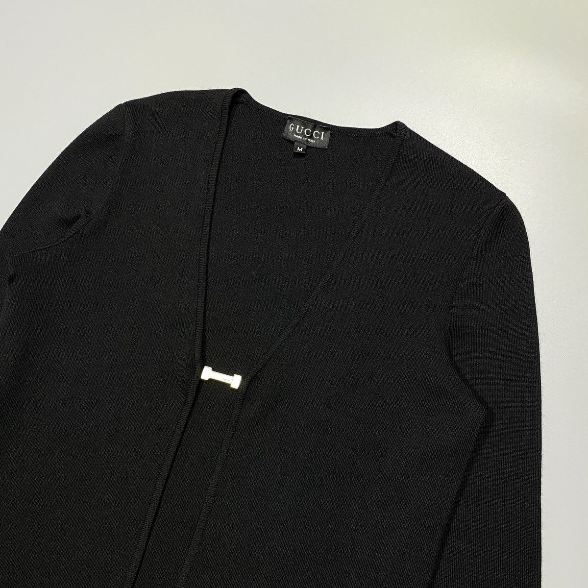 トップス GUCCI by TOM FORD silk knit cardigan GUCCI BY TOM FORD BLACK FUR & KNIT CARDIGAN