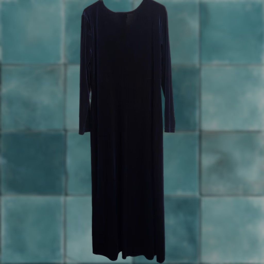 Vintage VINTAGE Nina Piccalino Velvet Maxi Dress Blue Long Sleeve Round Neck Empire Waist 12 Women Bohemian Nature Fall Winter Gently Pre-Owned Size XL / US 12-14 / IT 48-50 - 1 Thumbnail