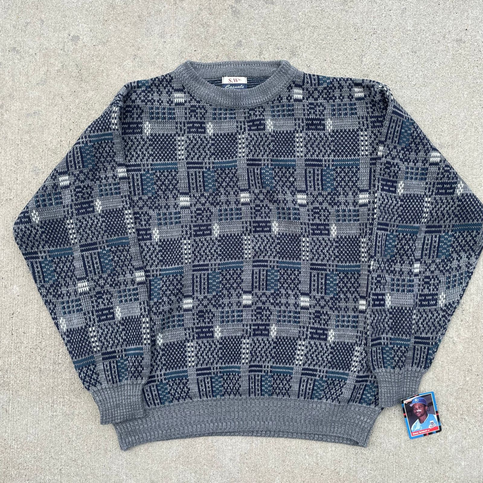 Vintage Vintage Knit Sweater Patterned Crewneck 90s Cozy Retro Size US XXL / EU 58 / 5 - 1 Thumbnail