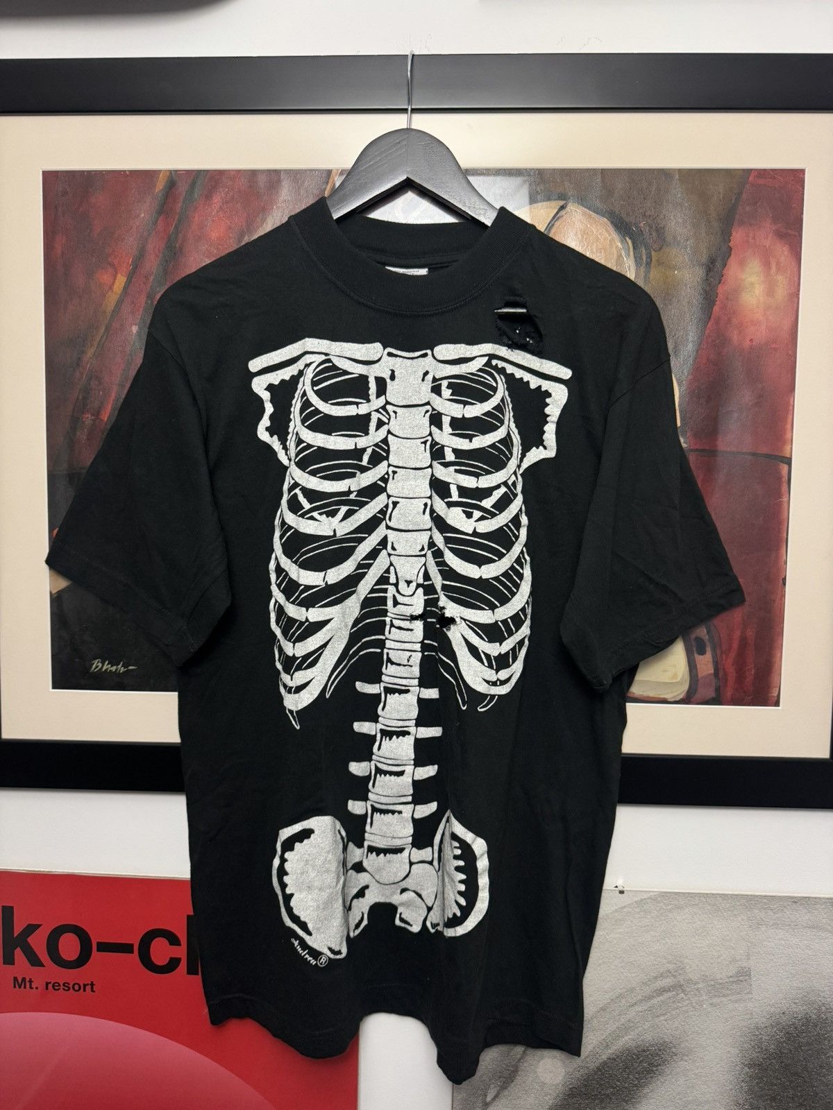 Vintage Vintage 90s Skull Skeleton Bones Black Tee Affliction Style Size US L / EU 52-54 / 3 - 1 Thumbnail