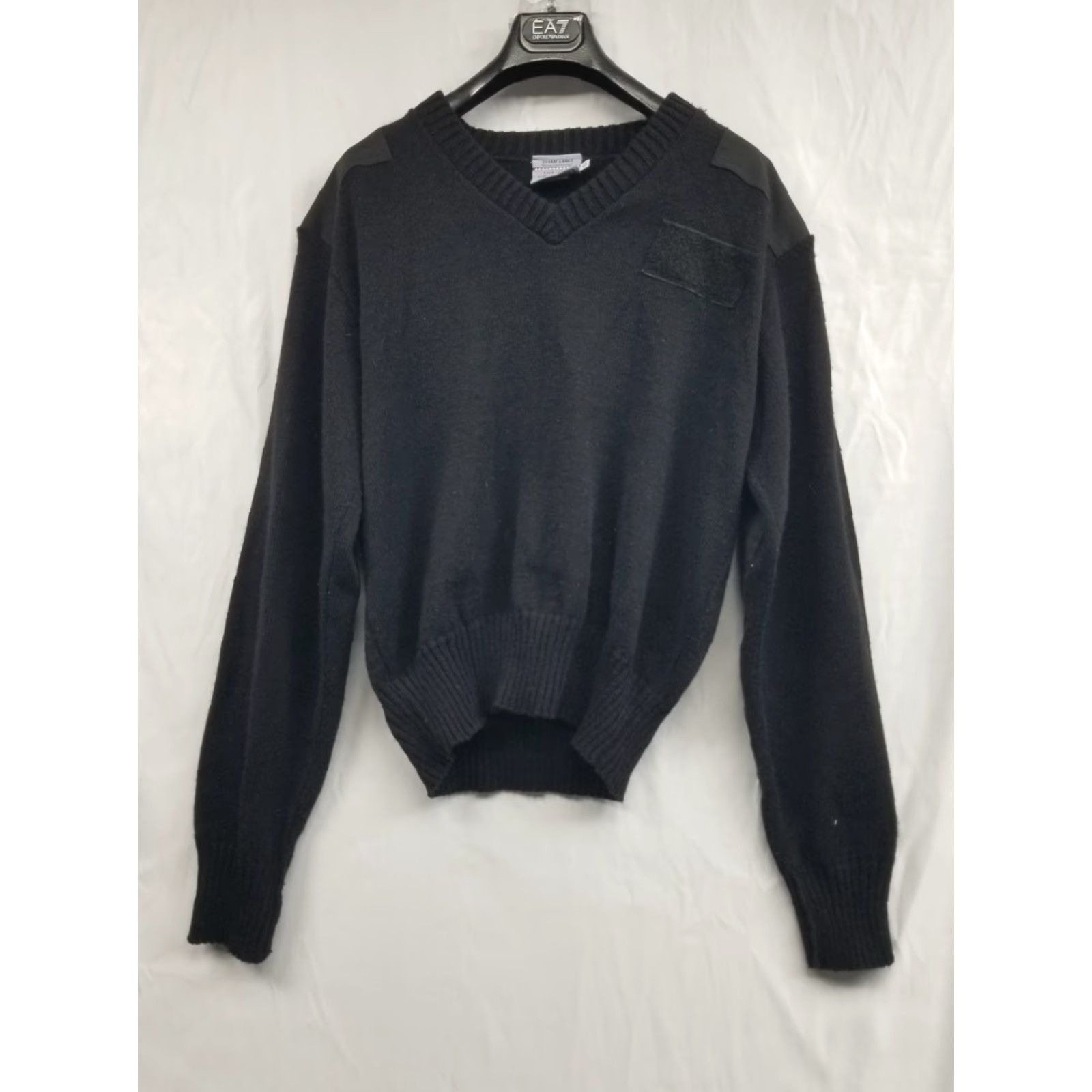 Vintage VINTAGE Sharf and Breit Pullover Sweater V-Neck Long Sleeve Black Knit Military 90s City Army Marine Patriotic Mens L Size US L / EU 52-54 / 3 - 2 Thumbnail