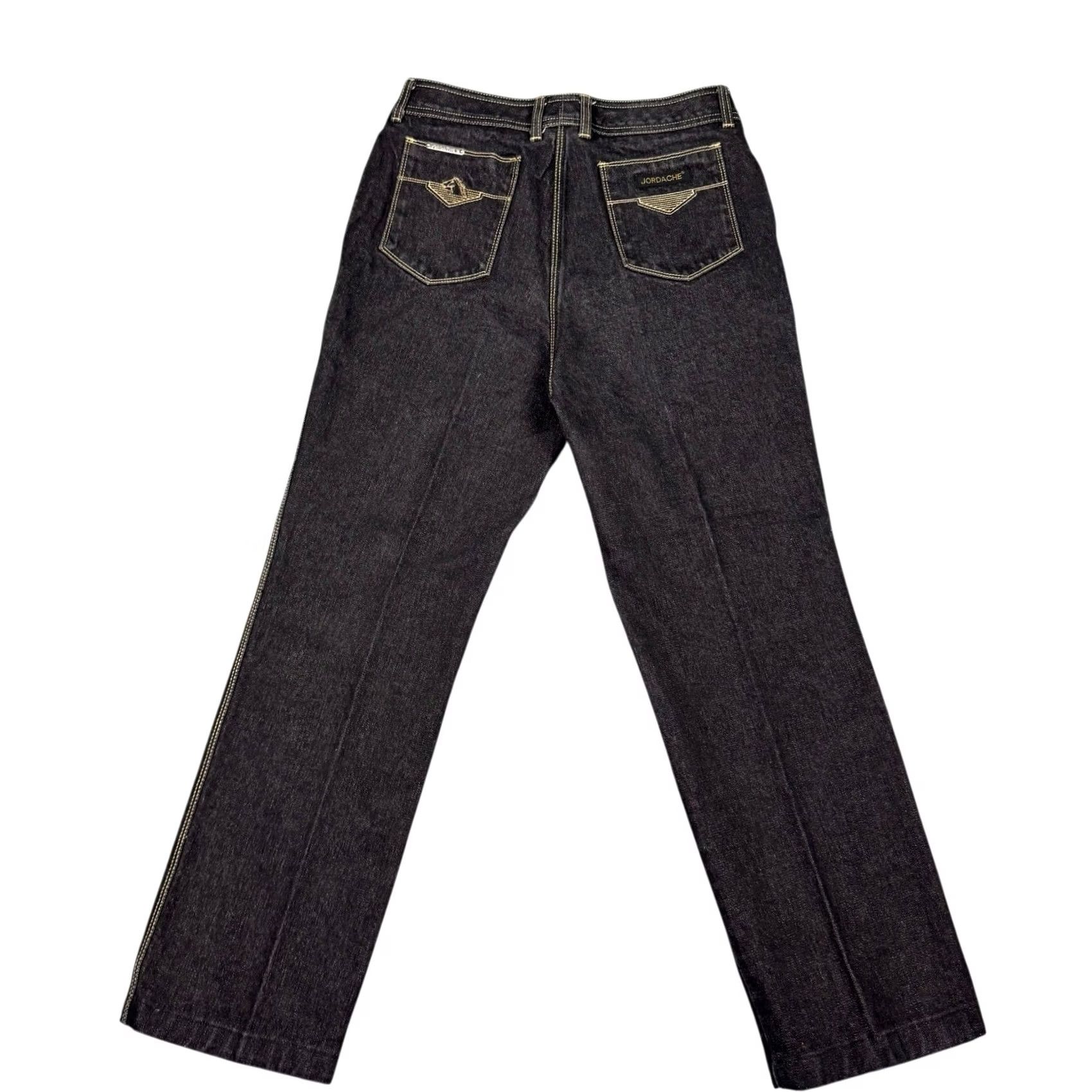 Jordache VINTAGE Jordache Jeans Mens 32x28 Charcoal Denim Thick Stitch Horse Head 90s Size US 33 - 3 Thumbnail
