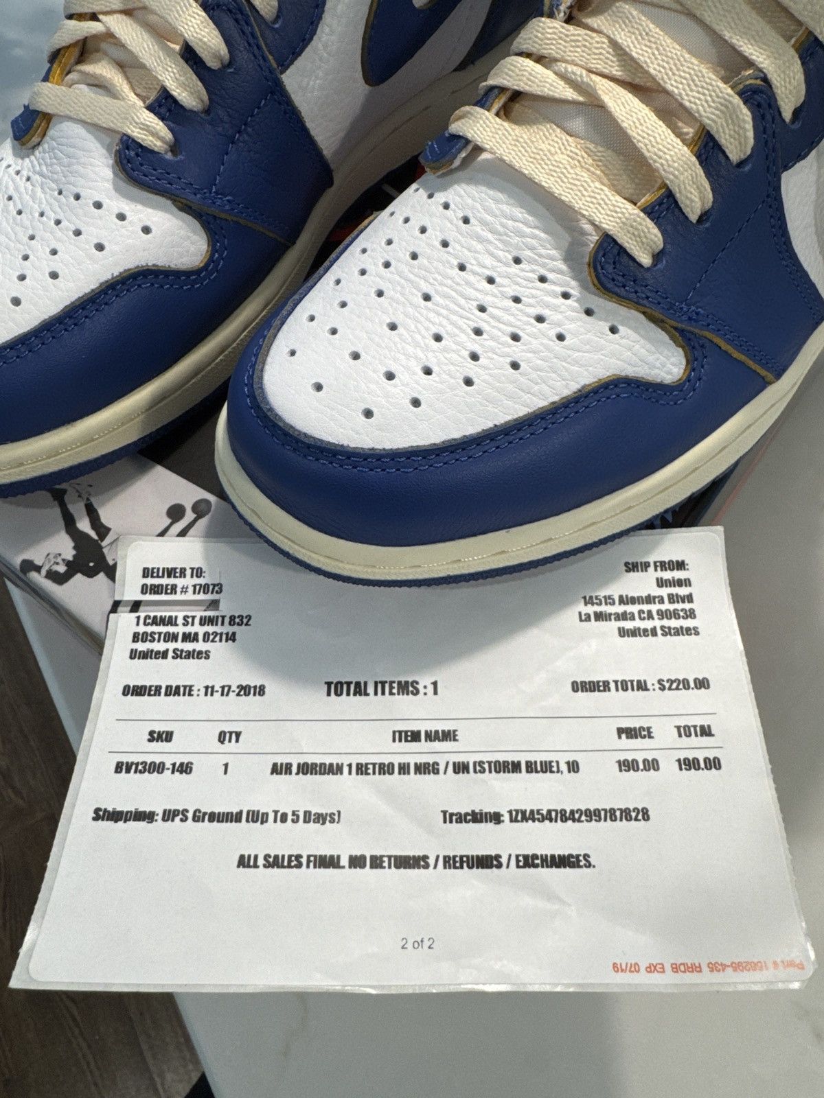 Jordan Brand × Nike × Union LA Nike x Air Jordan 1 x Union LA Storm blue Size US 10 / EU 43 - 5 Thumbnail