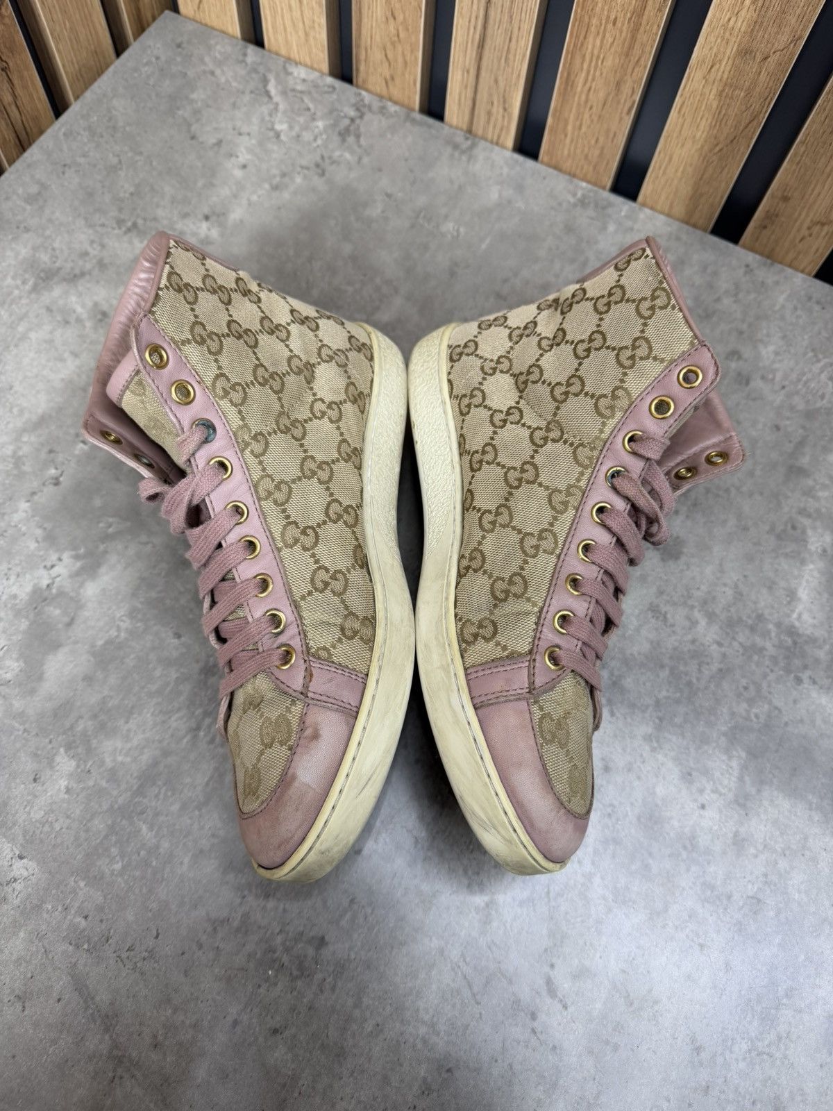 Gucci Gucci GG Monogram High Top Sneakers Pink Canvas Women Size US 8 / IT 38 - 8 Thumbnail
