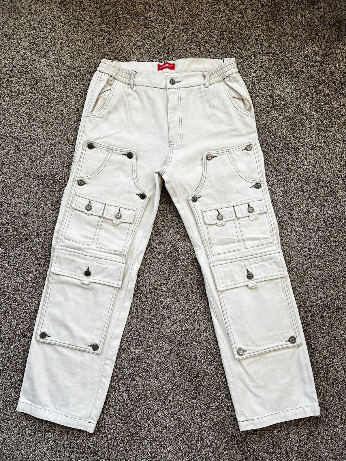 TOMBOGO Beige / Green Convertible Double Knee Pants Size US 33 - 1 Thumbnail