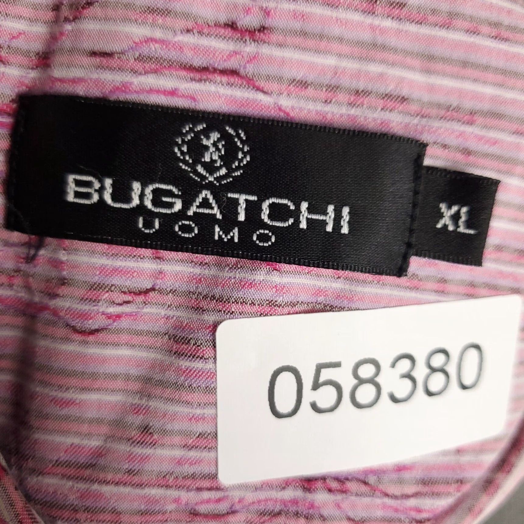 BUGATCHI VINTAGE Bugatchi Uomo Men's Shirt XL Pink Striped Casual Button Up Short Sleeve Size US XL / EU 56 / 4 - 6 Thumbnail