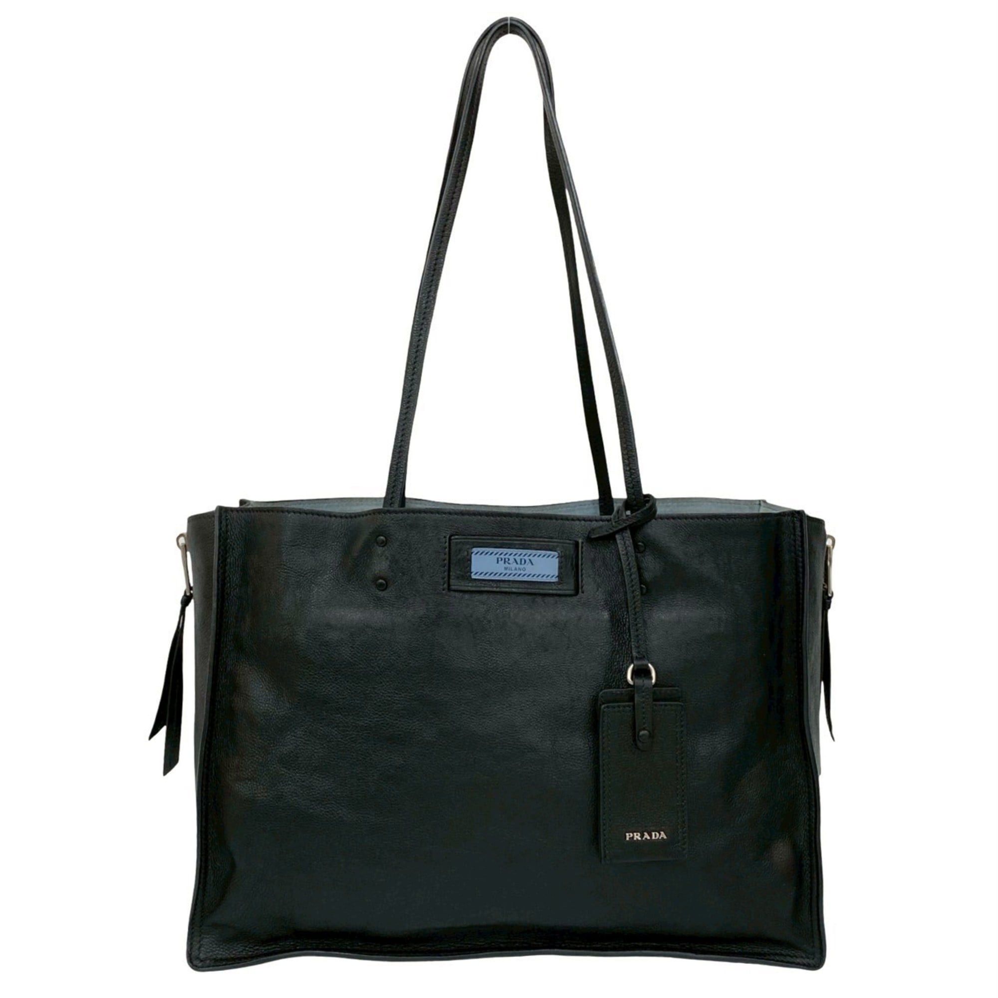 Prada Leather Tote Bag Semi-Shoulder Business A4 Size Black 69830