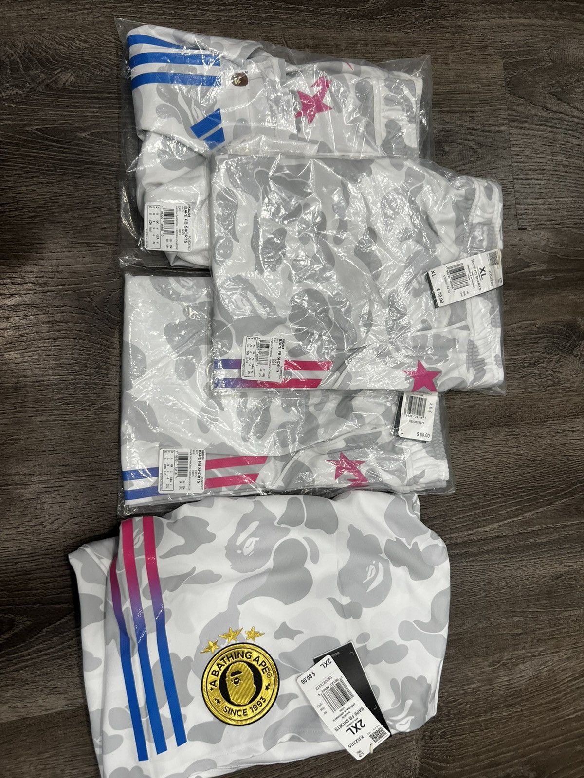 Adidas × Bape Adidas x Bape Football Slim White Shorts Sz L,XL,XXL NEW! Size US 34 / EU 50 - 8 Thumbnail
