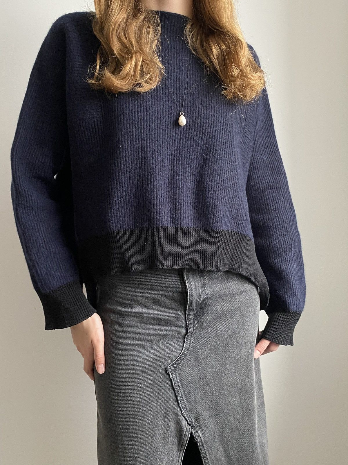 Helmut Lang HELMUT LANG WOMEN NAVY BLUE SWEATER COTTON WOOL SIZE S Size S / US 4 / IT 40 - 13 Thumbnail