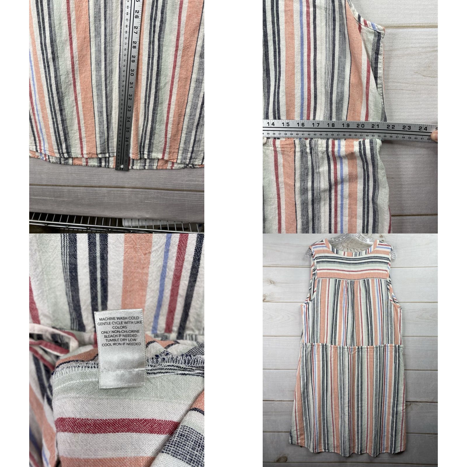 Vintage VINTAGE Christopher & Banks Dress Women's XL Multi Stripe Linen Blend Prairie Preppy Size XL / US 12-14 / IT 48-50 - 8 Thumbnail