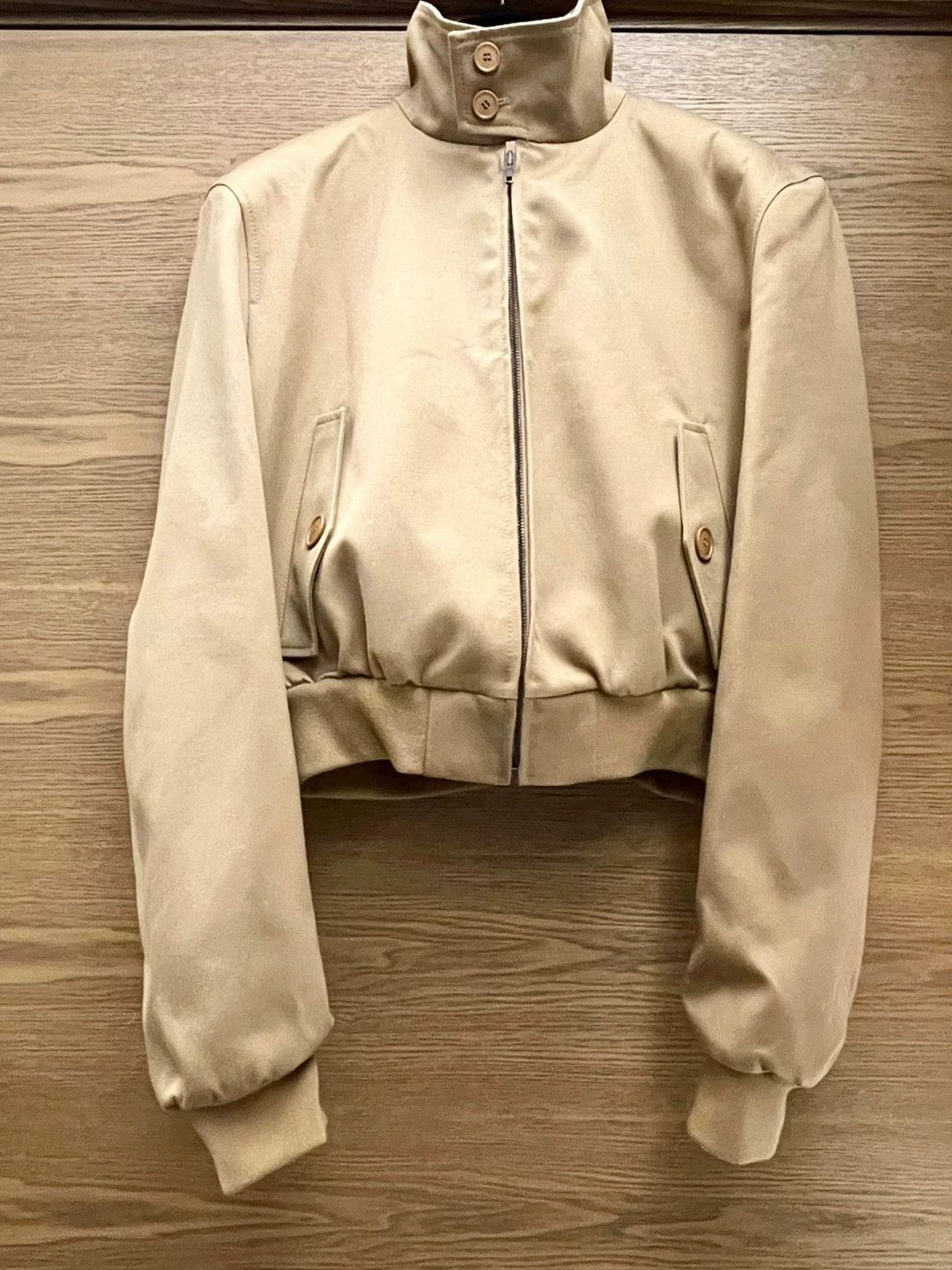 Balenciaga Beige Crop Bomber Jacket Size M Size US M / EU 48-50 / 2 - 1 Thumbnail