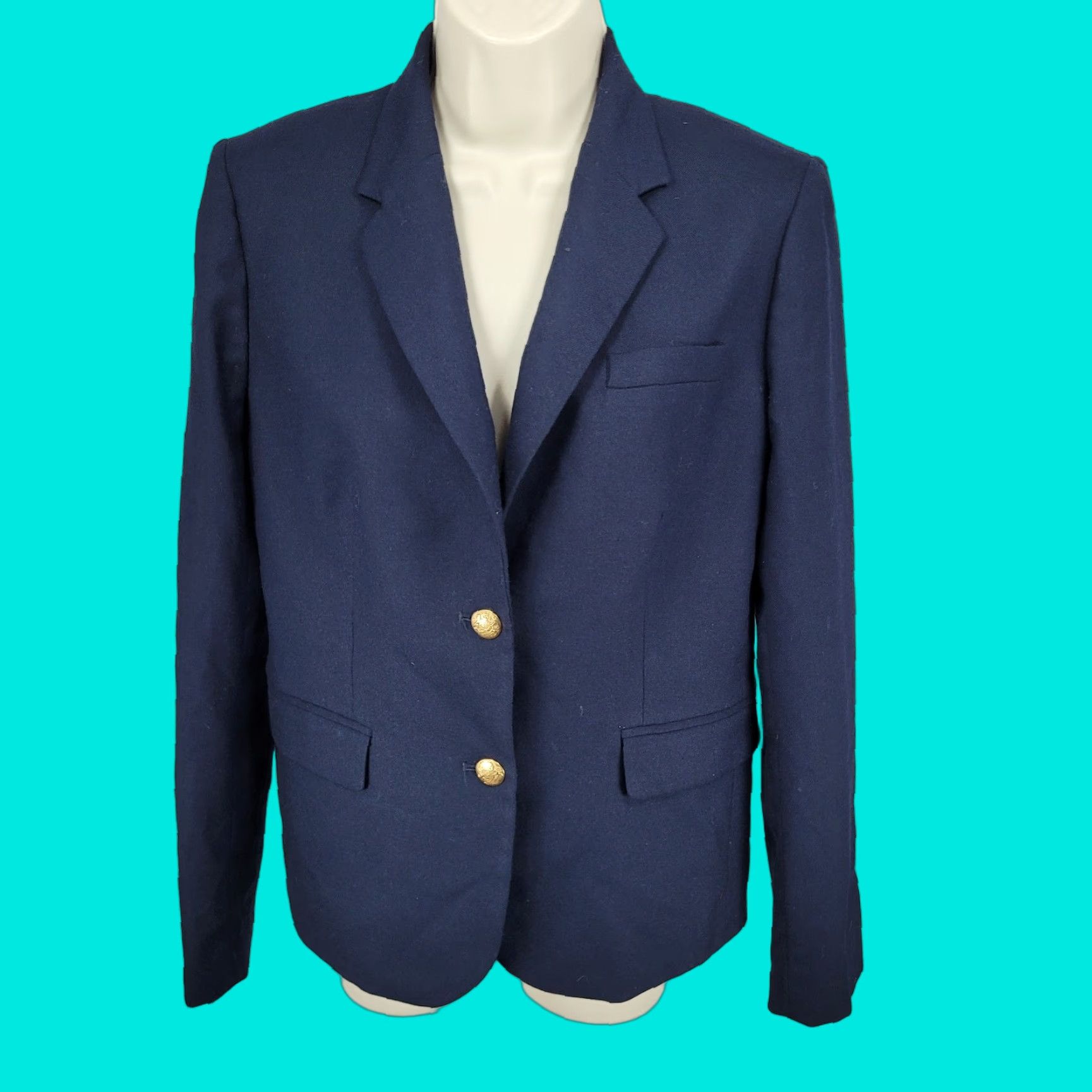 J.Crew J.CREW Women’s Navy Wool Blend Stretch Blazer Suit Jacket Size 6 Classic Notch Lapel 2-Button Size M / US 6-8 / IT 42-44 - 1 Thumbnail