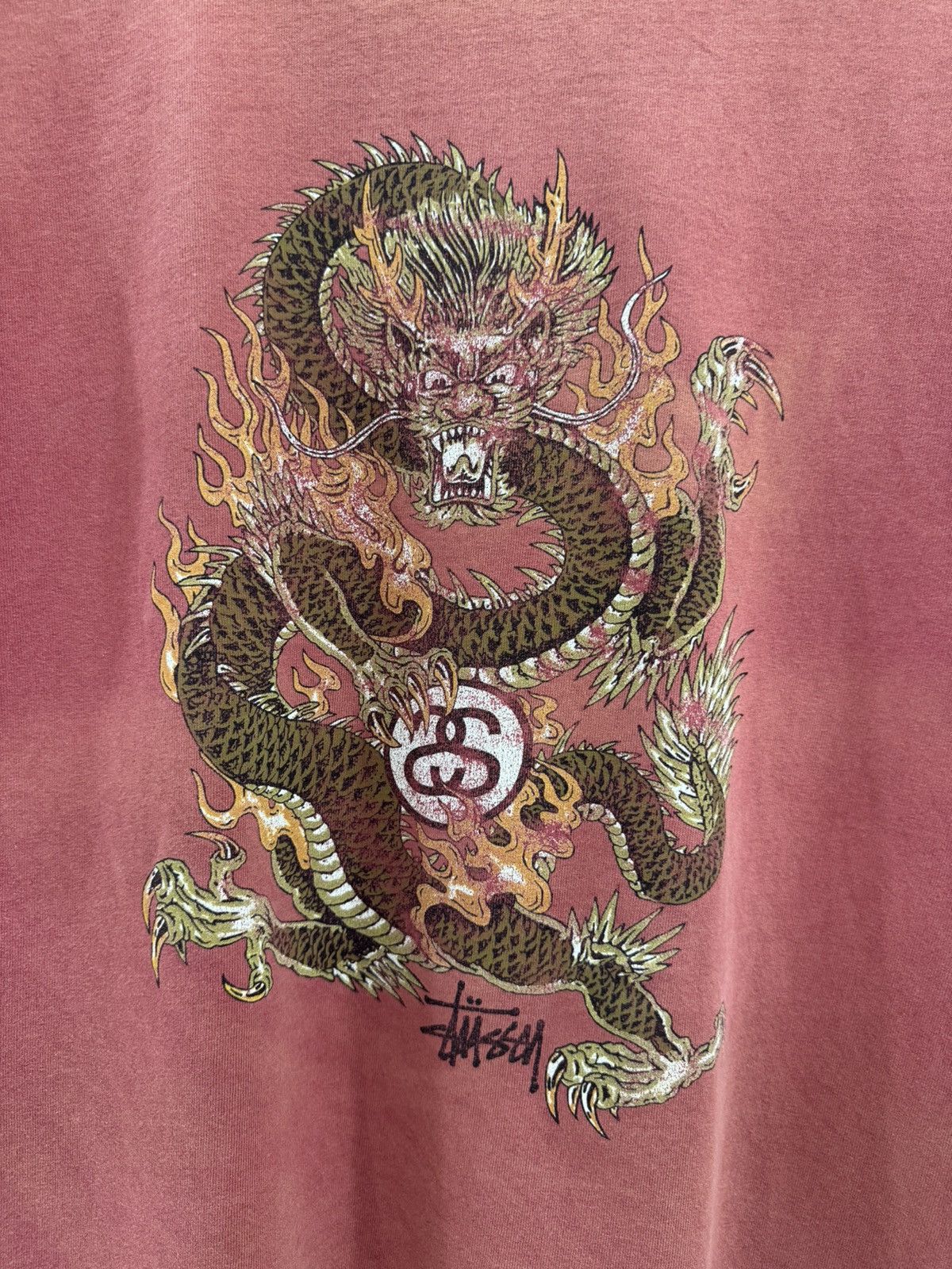 Stussy × Vintage VINTAGE 90s DISTRESSED STUSSY DRAGON SHIRT Size US L / EU 52-54 / 3 - 3 Thumbnail