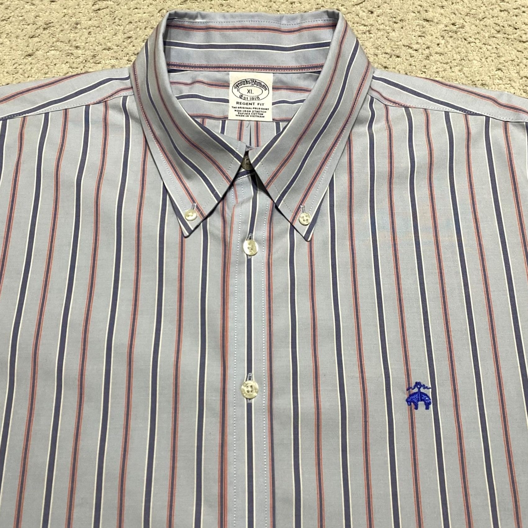 Brooks Brothers Brooks Brothers Shirt Blue Striped Button Down Long Sleeve Supima Cotton Mens XL Size US XL / EU 56 / 4 - 6 Thumbnail