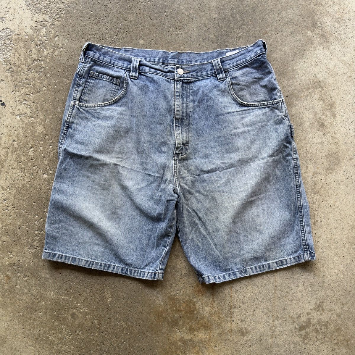 Image of Vintage Faded Thrashed Carpenter Skater Jean Shorts Jorts in Blue, Men's (Size 38)