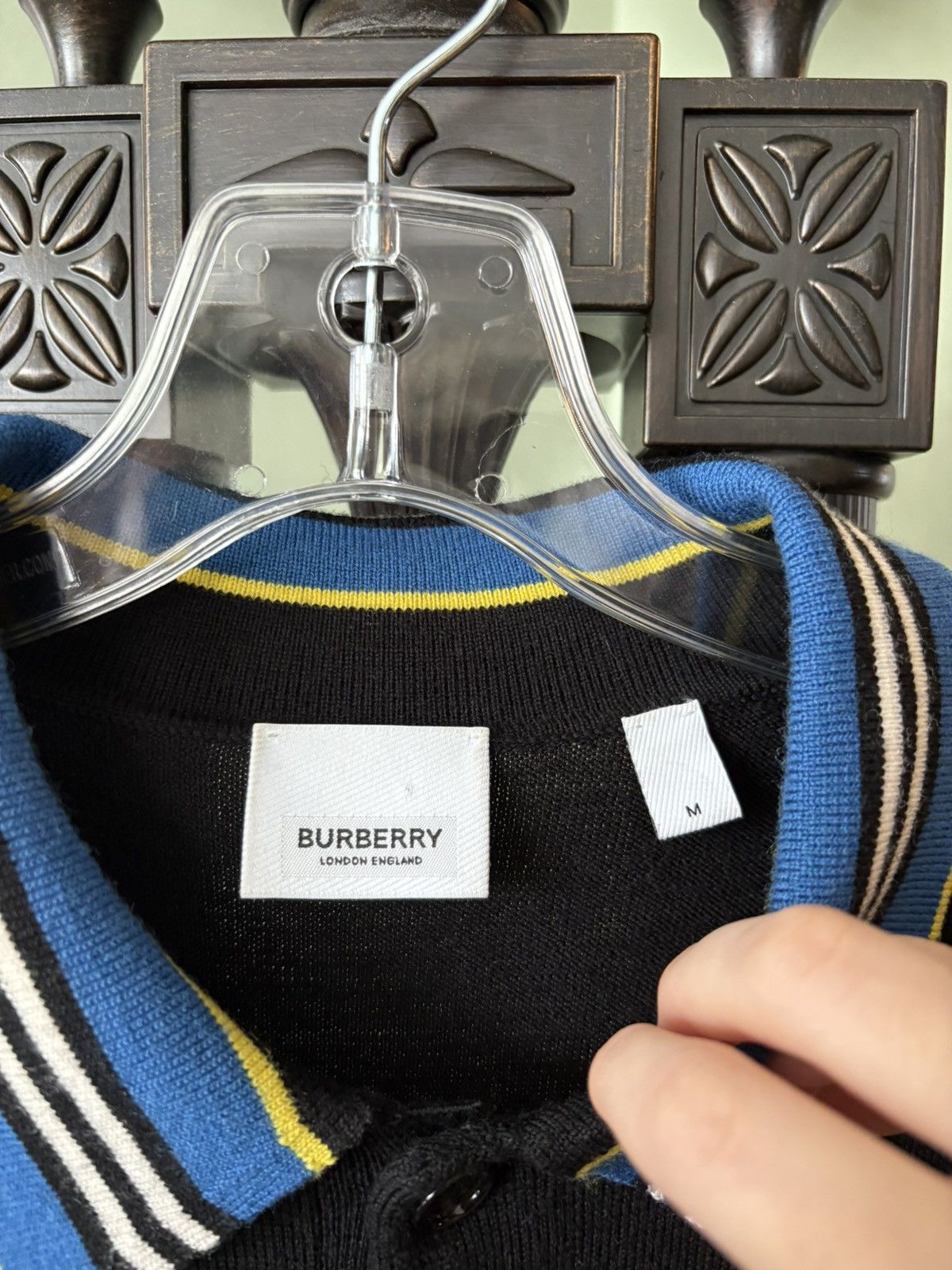 Burberry Merino Wool Stripe Blueberry Button Up Size US M / EU 48-50 / 2 - 3 Thumbnail