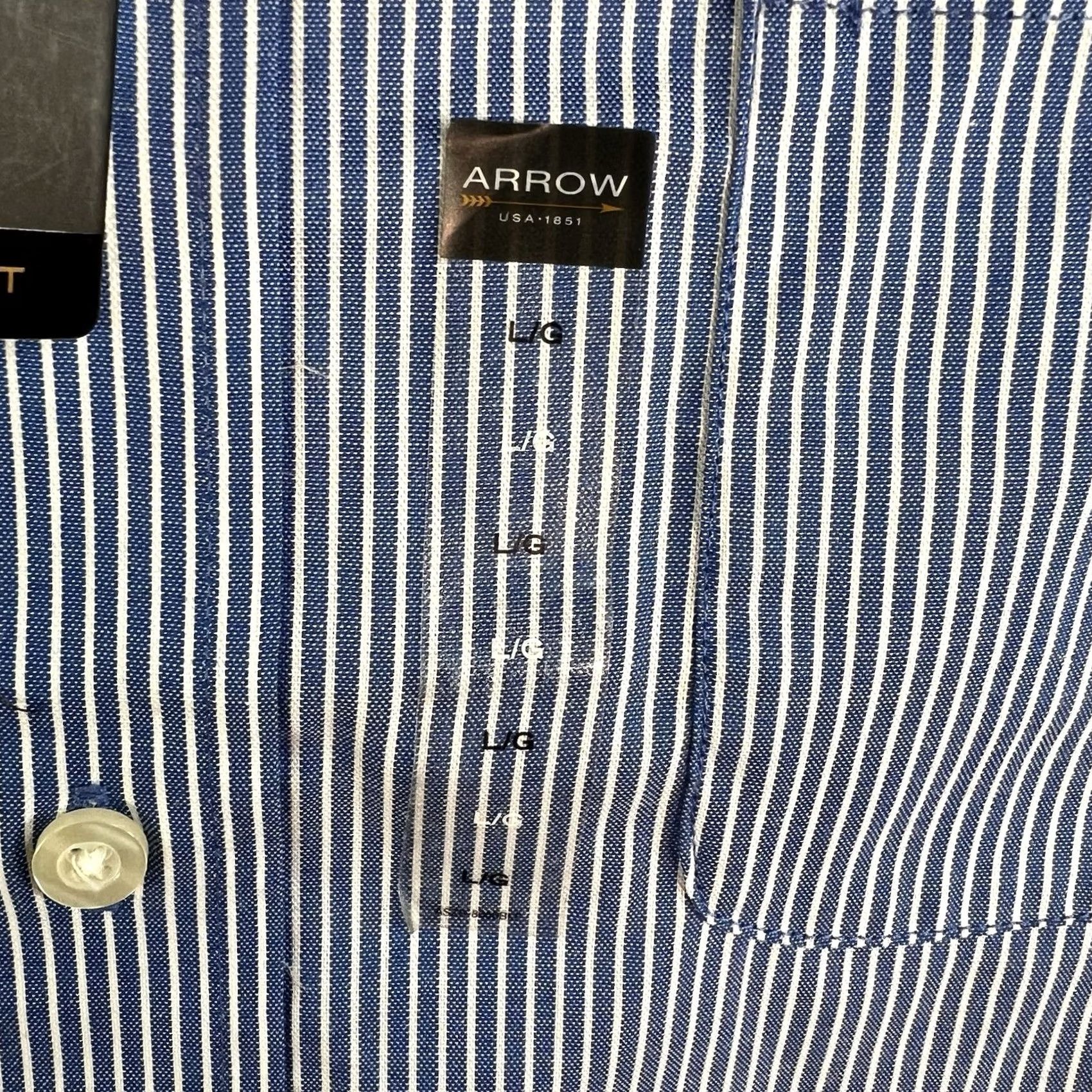 Arrow Arrow Striped Classic Fit Button-Down Shirt Mens Size 16.5 Blue Long Sleeve NWT Size US XL / EU 56 / 4 - 4 Thumbnail