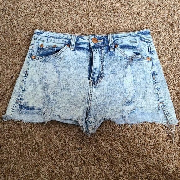High Rise Acid Wash Shorts main image 1
