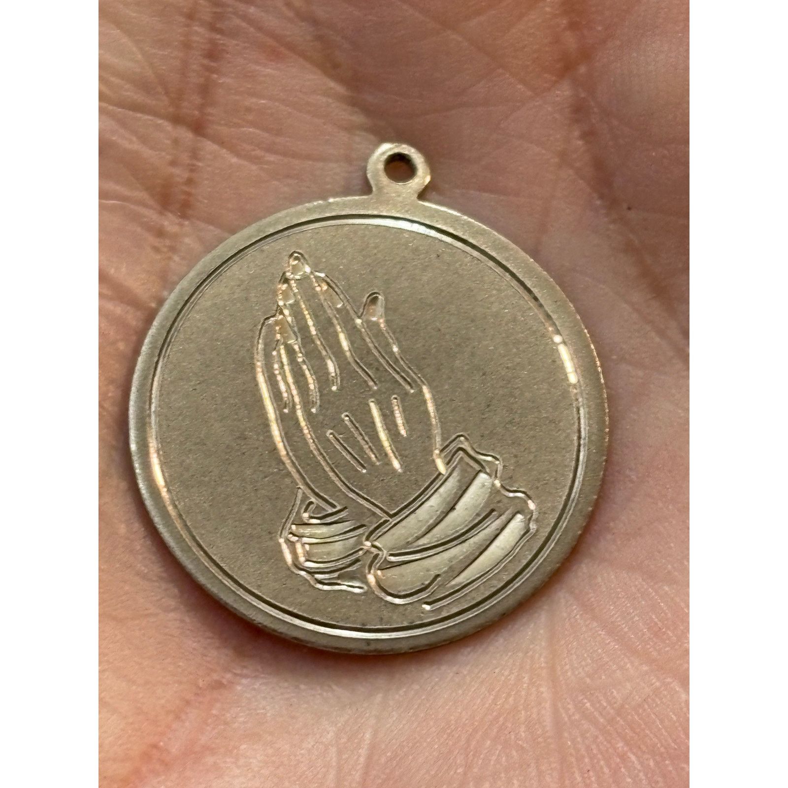 non Vintage Sterling Silver Baptist Praying Hands Medal Pendant Size ONE SIZE - 1 Thumbnail
