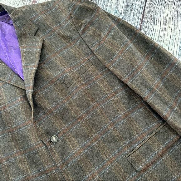Other CHAGALL De France 100% Wool Brown Plaid Men's Blazer - Class Size 50L - 3 Thumbnail