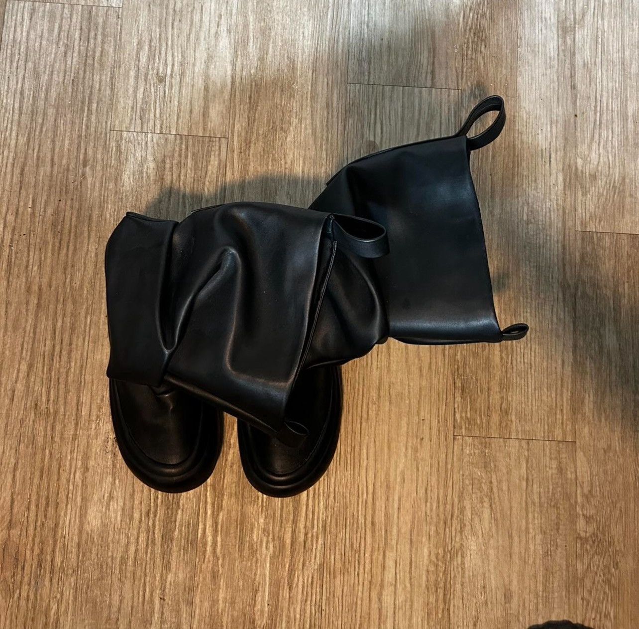 YUME YUME Black Low Leather Boots Size US 12.5 / EU 45-46 - 4 Thumbnail