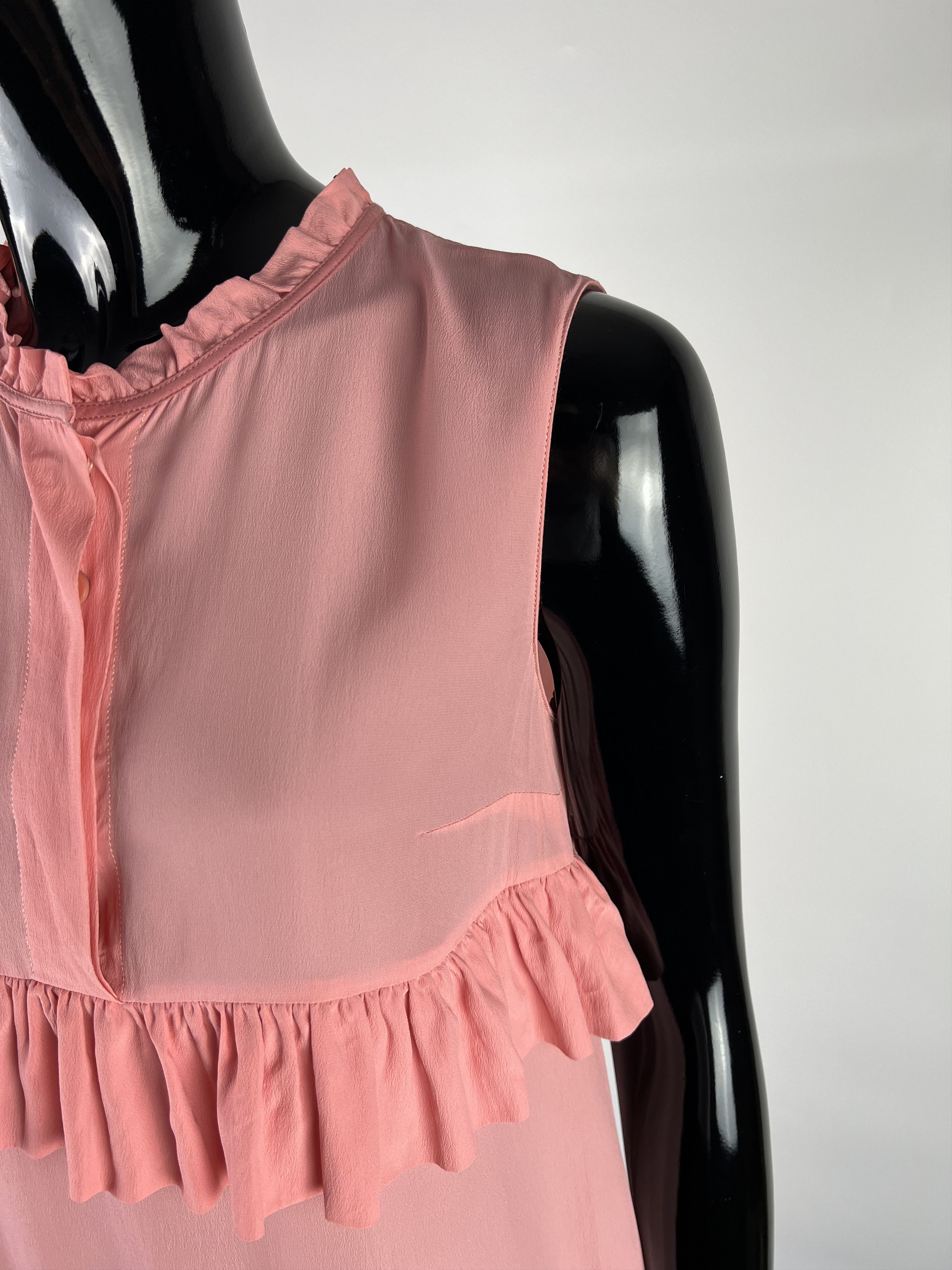 Marni Marni Pink Ruffled Silk Button Sleeveless Dress Size 40 Size S / US 4 / IT 40 - 8 Thumbnail