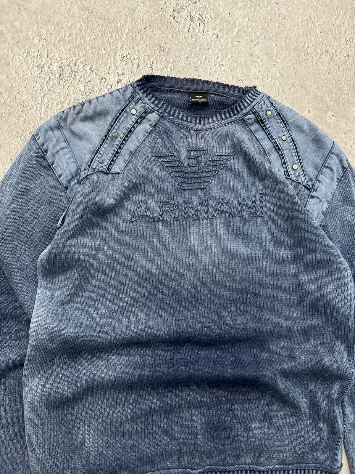 Emporio Armani VINTAGE STRIPPED EMPORIO ARMANI HYPE SWEATER Y2K Size US L / EU 52-54 / 3 - 3 Thumbnail