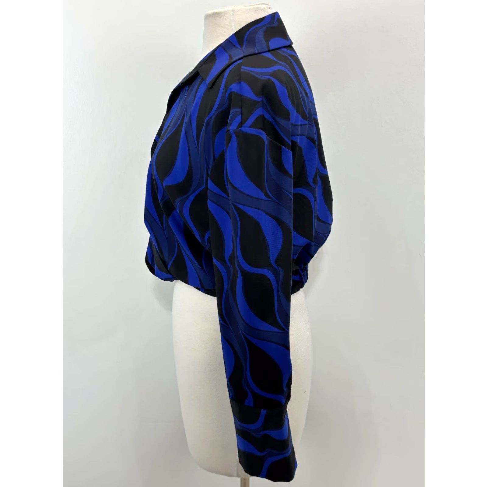 Zara VINTAGE Zara 2 Pc Co-ord Outfit Set Small Women’s Crop Top Mini Skirt Blue Black Retro Geometric Size S / US 4 / IT 40 - 3 Thumbnail